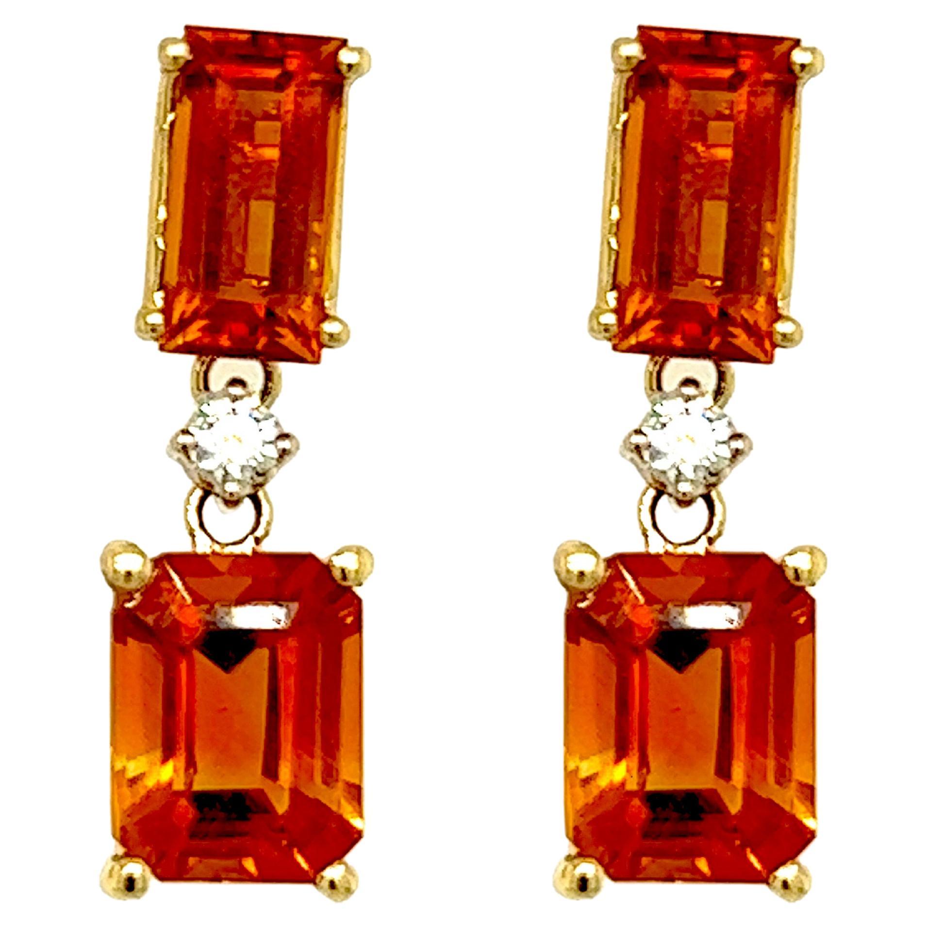 Boucles d'oreilles Berca 4.40 Kt Palmeira Quartz Emerald Cut White Diamond 18kt Gold en vente