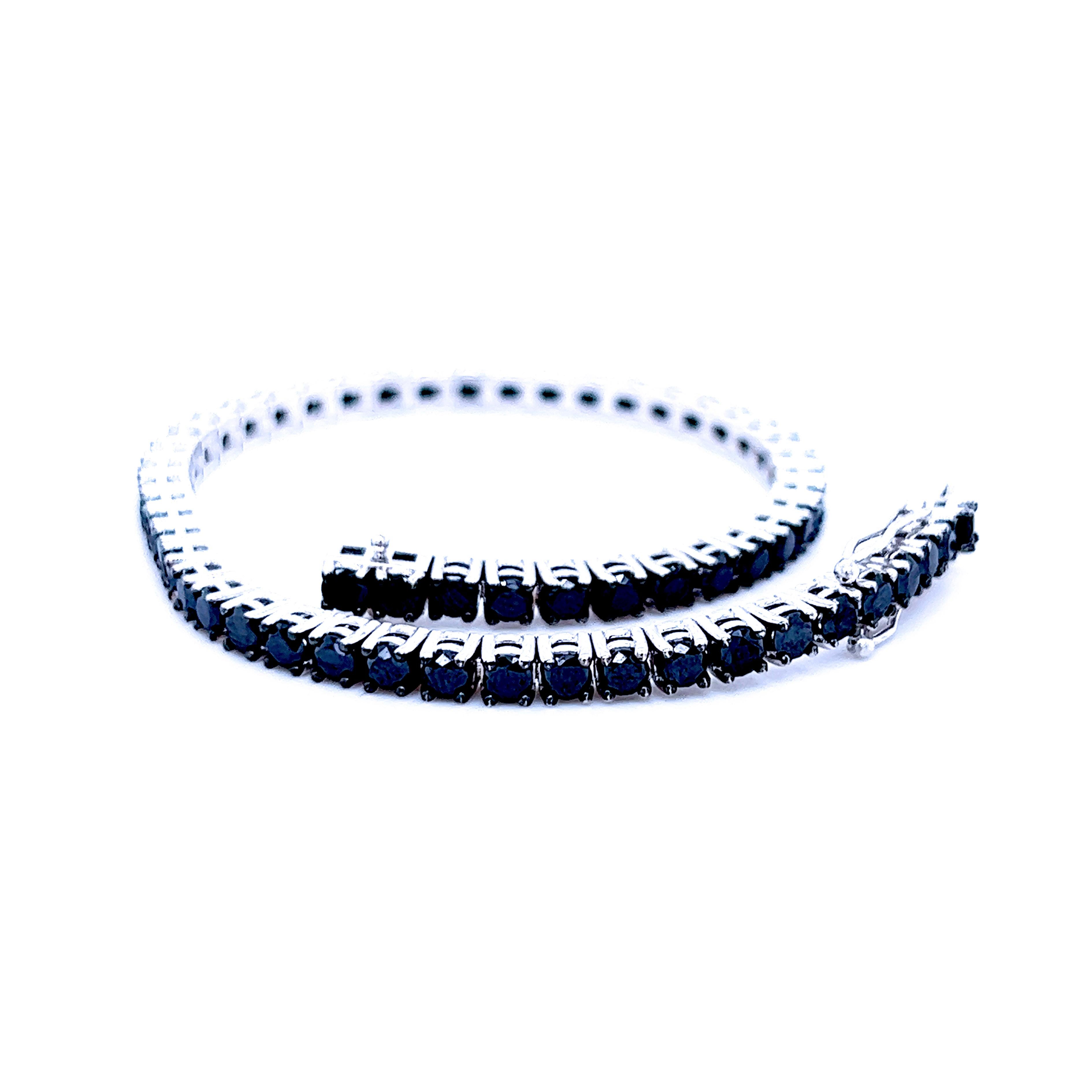 Berca Bracelet tennis artisanal en or blanc noirci et diamants de 4,6 carats Neuf - En vente à Valenza, IT
