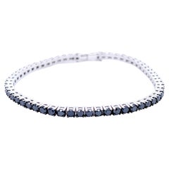 Berca Bracelet tennis artisanal en or blanc noirci et diamants de 4,6 carats