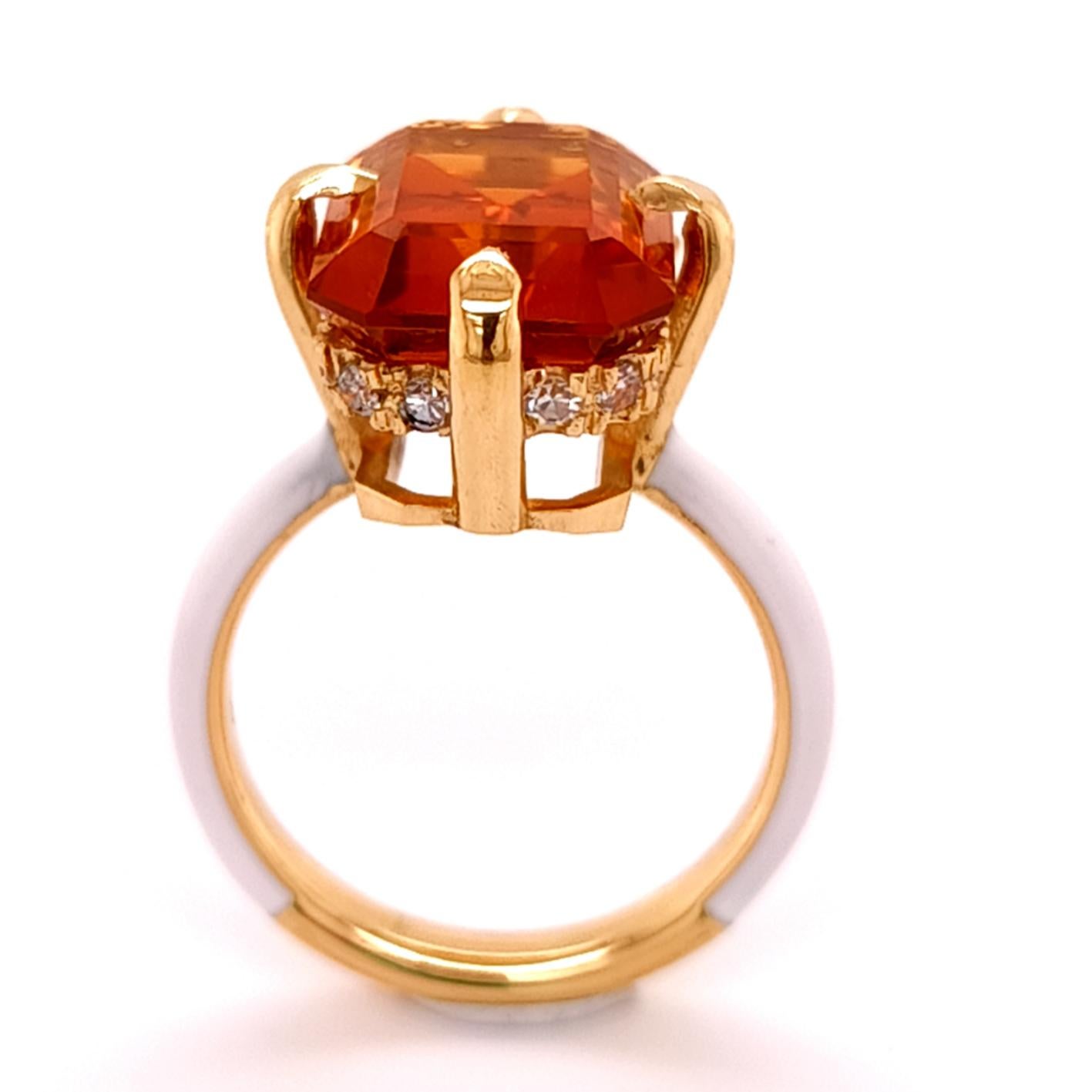Contemporaneo BERCA 6,80 Ct eccezionale PALMEIRA Citrino Diamante Smaltato Cocktail  Anello in vendita