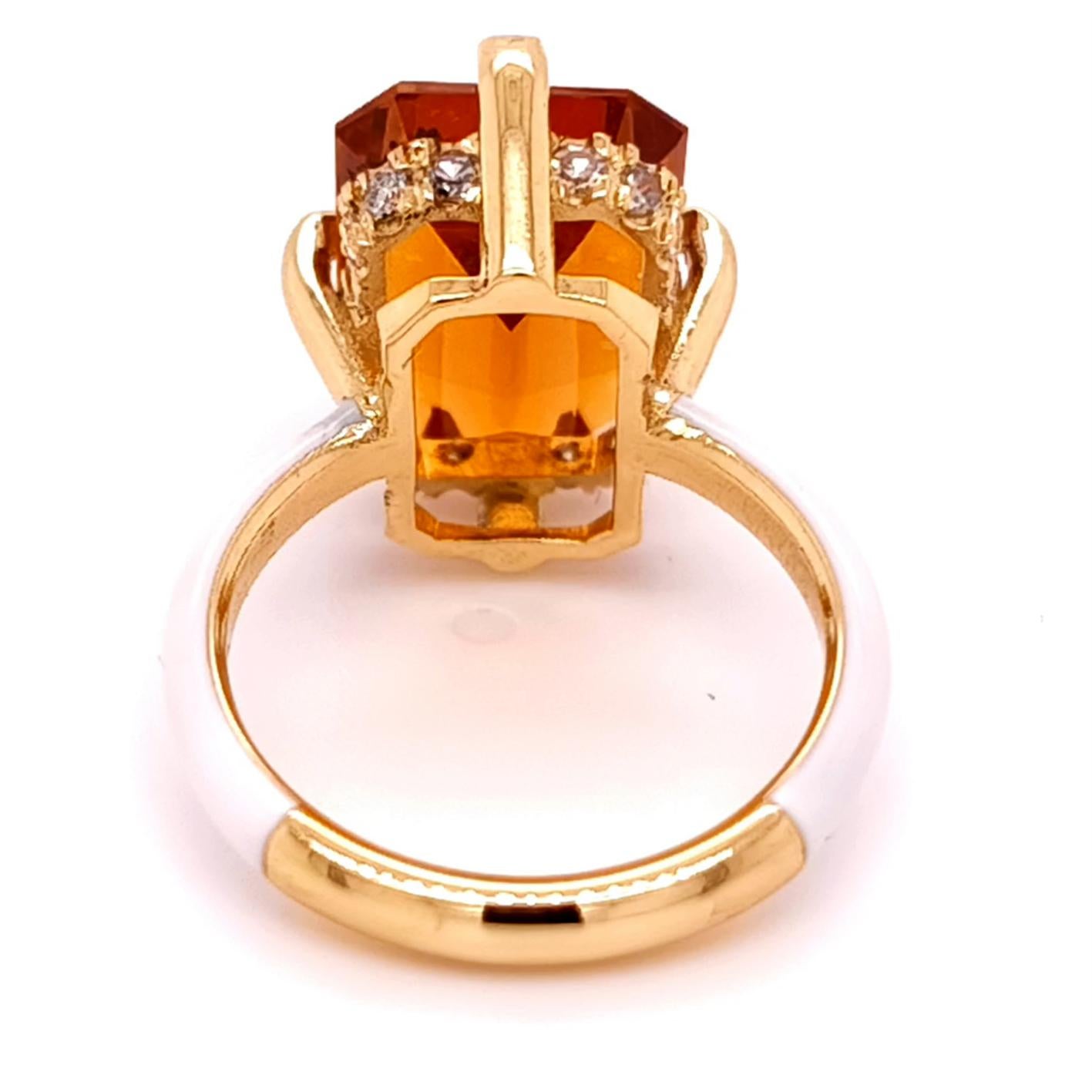 BERCA 6,80 Ct eccezionale PALMEIRA Citrino Diamante Smaltato Cocktail  Anello In condizioni Nuovo in vendita a Valenza, IT