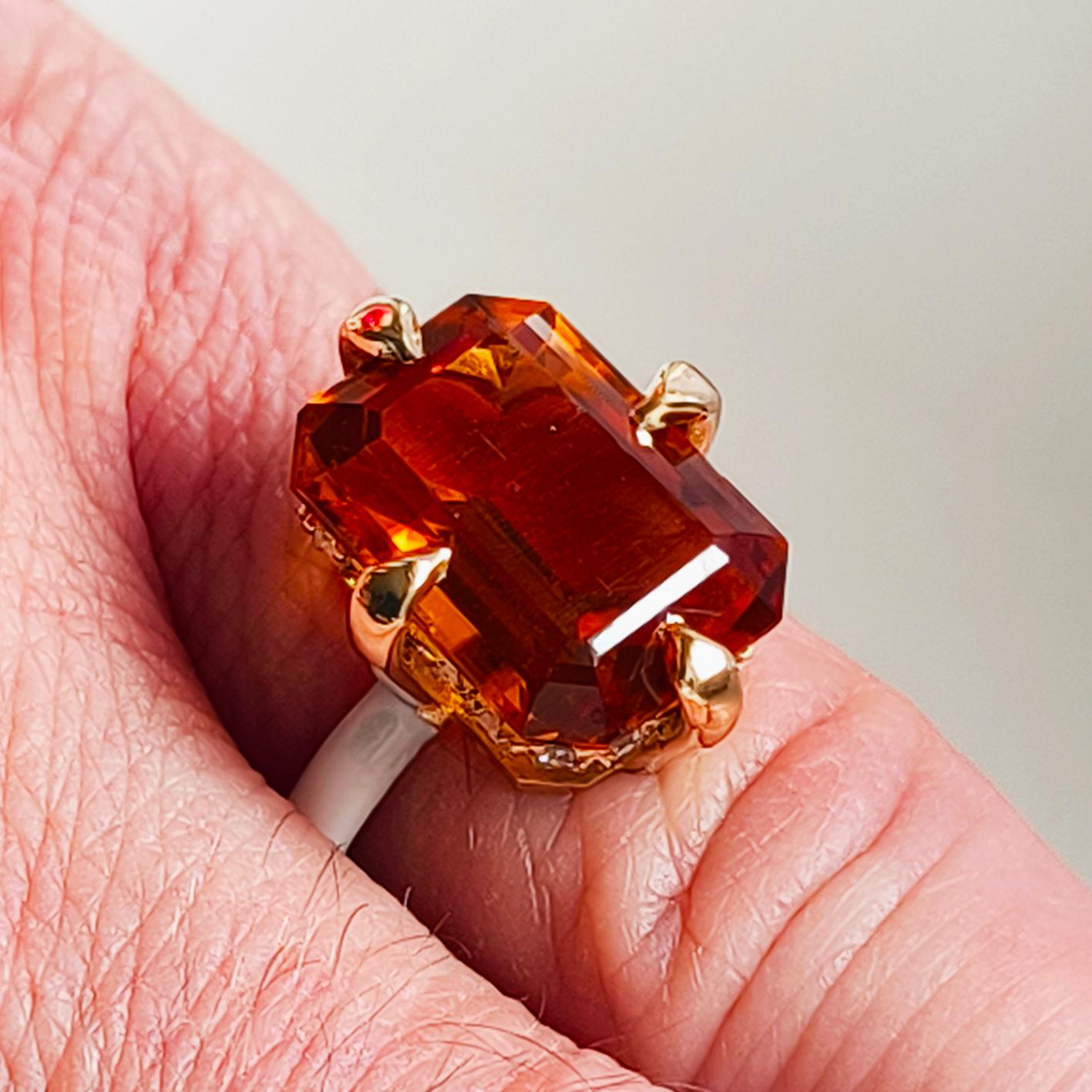 BERCA 6,80 Ct eccezionale PALMEIRA Citrino Diamante Smaltato Cocktail  Anello in vendita 1