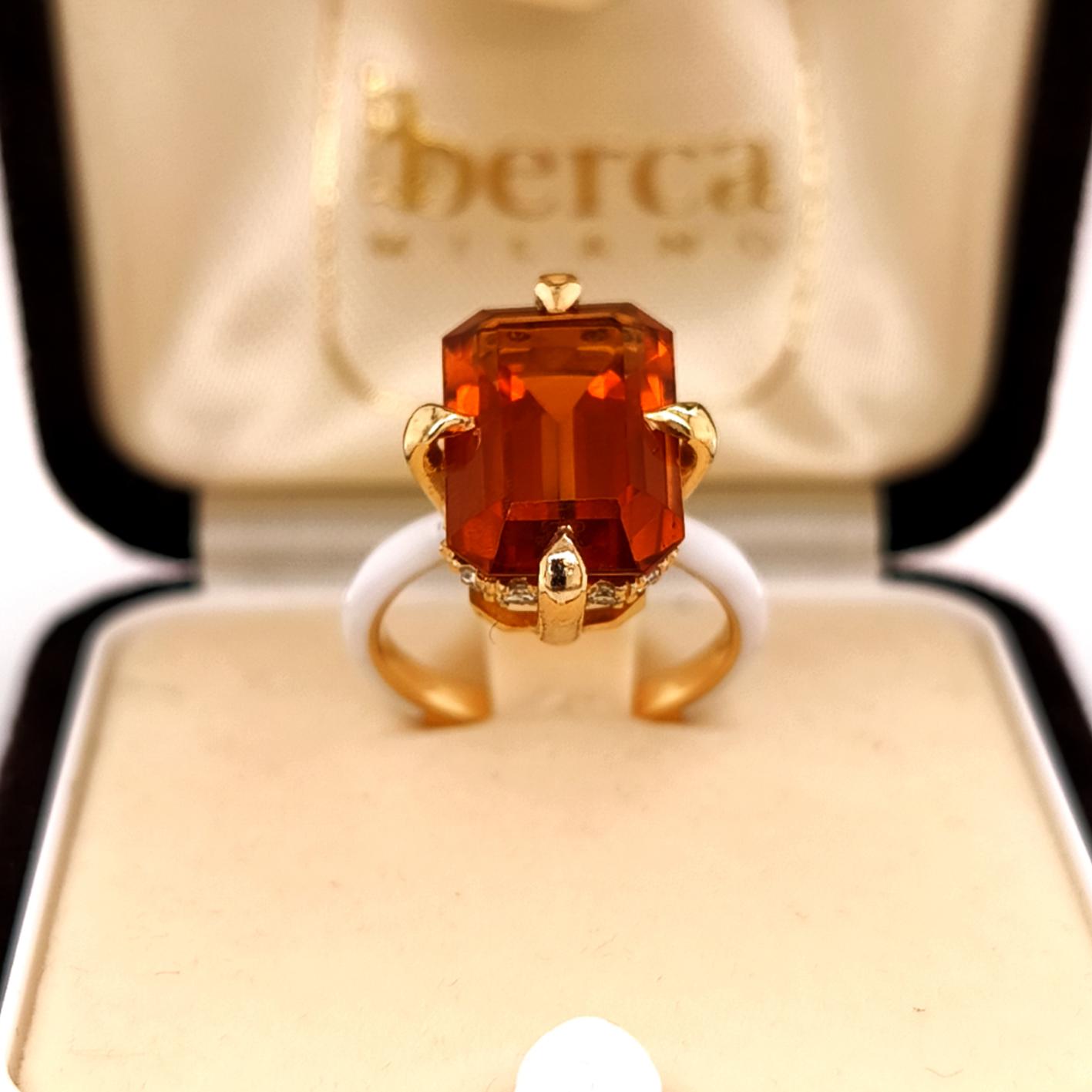 BERCA 6,80 Ct eccezionale PALMEIRA Citrino Diamante Smaltato Cocktail  Anello in vendita 2