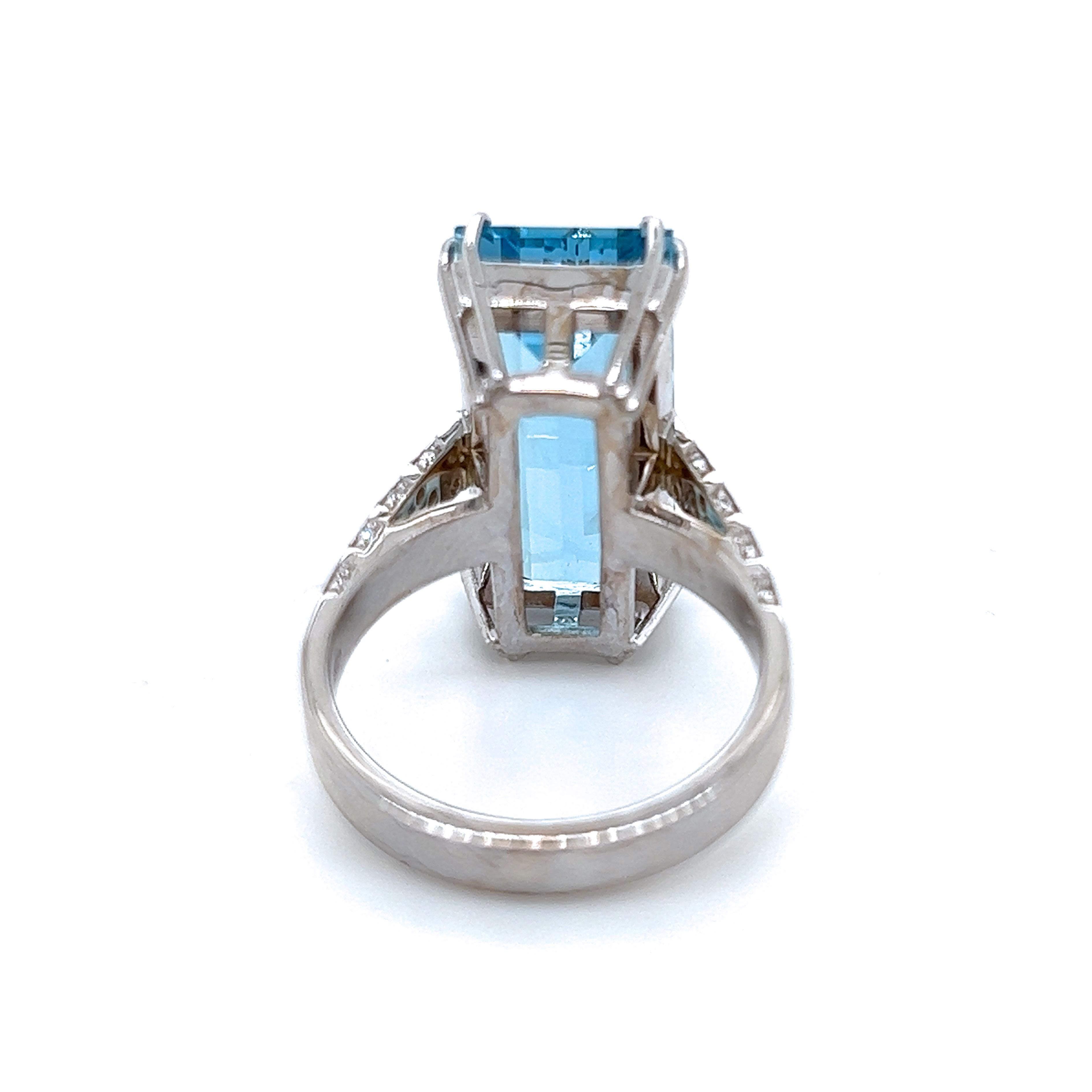 Berca Bague en aigue-marine bleue rectangulaire et diamant blanc certifié AIGS de 10,49 carats Neuf - En vente à Valenza, IT