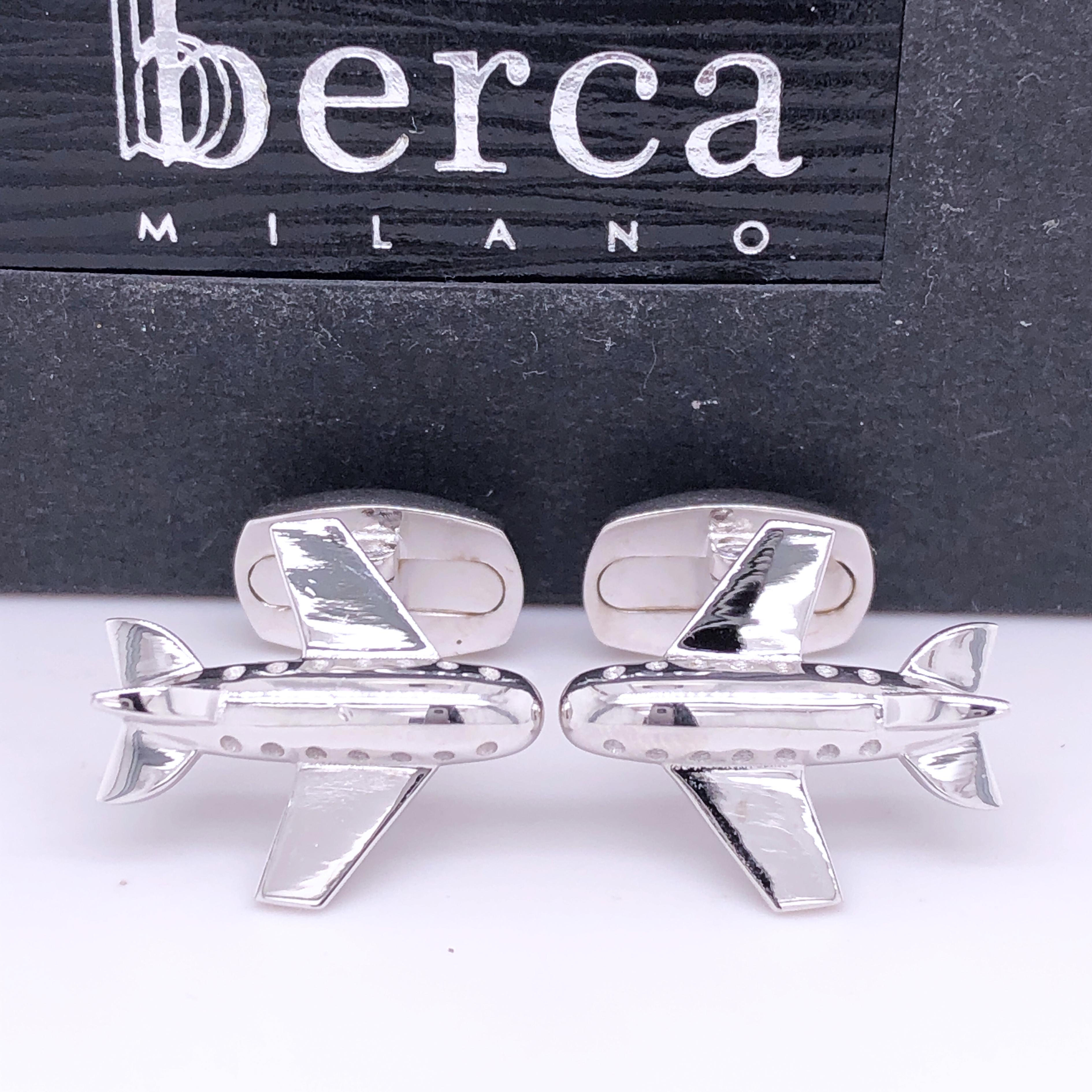 Unique, Absolutely Chic, Hand Crafted by our expert Silversmiths, Airplane Shaped Solid Sterling Silver Cufflinks.

In our Smart Black Box and Pouch.
