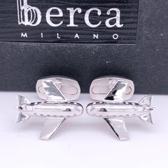 Berca Airplane Shaped Solid Sterling Silver Cufflinks
