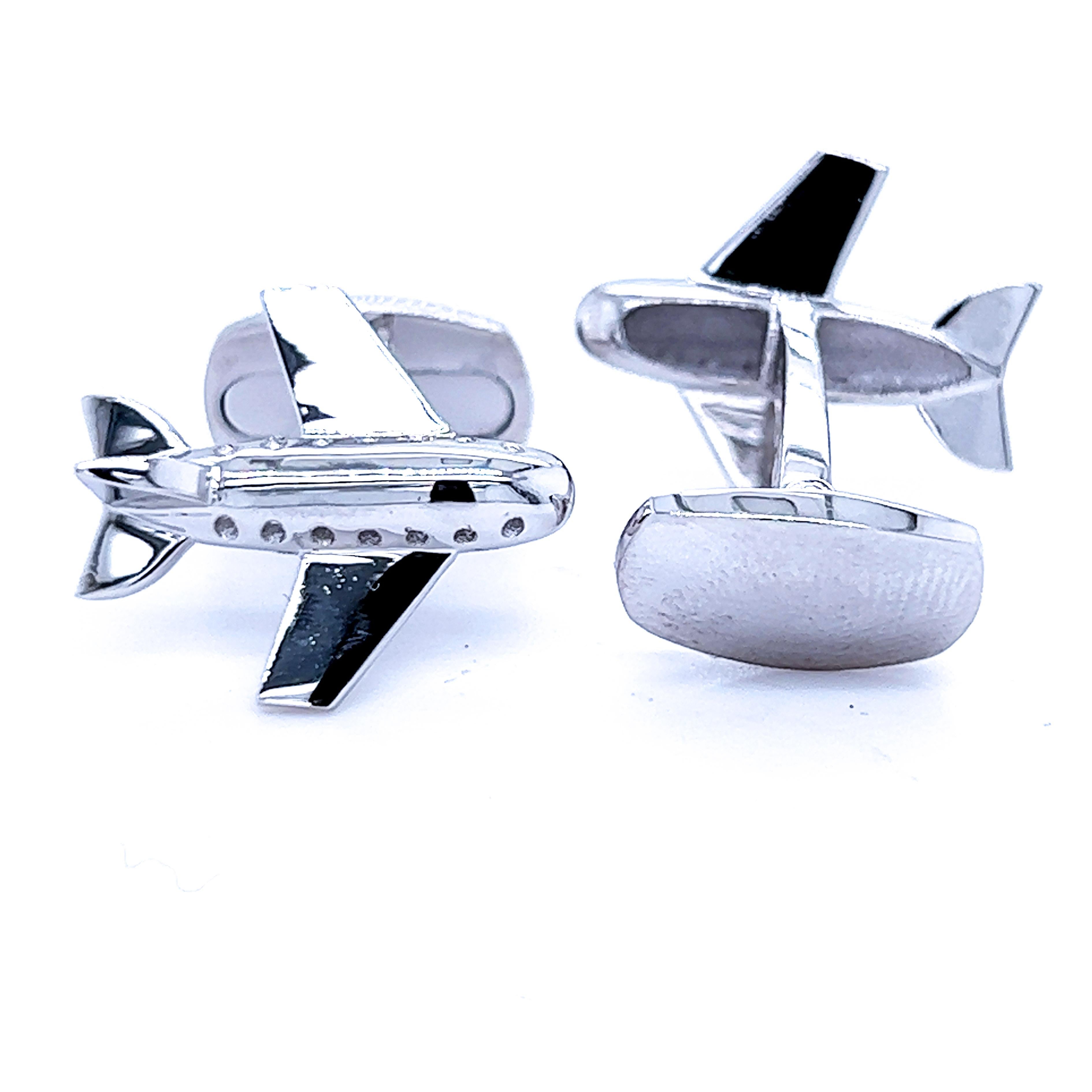 silver aeroplane cufflinks