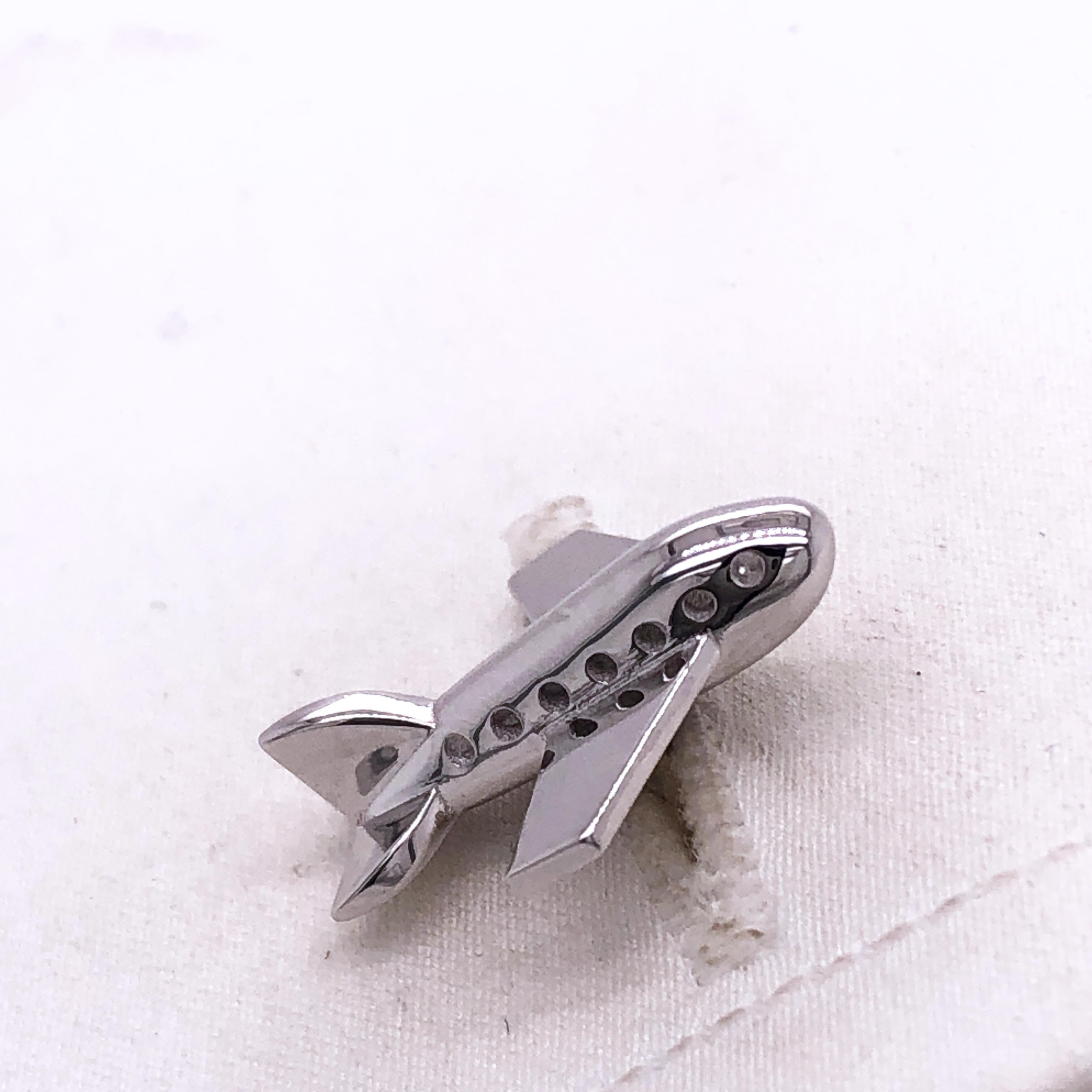 Contemporary Berca Airplane Shaped Solid Sterling Silver Cufflinks