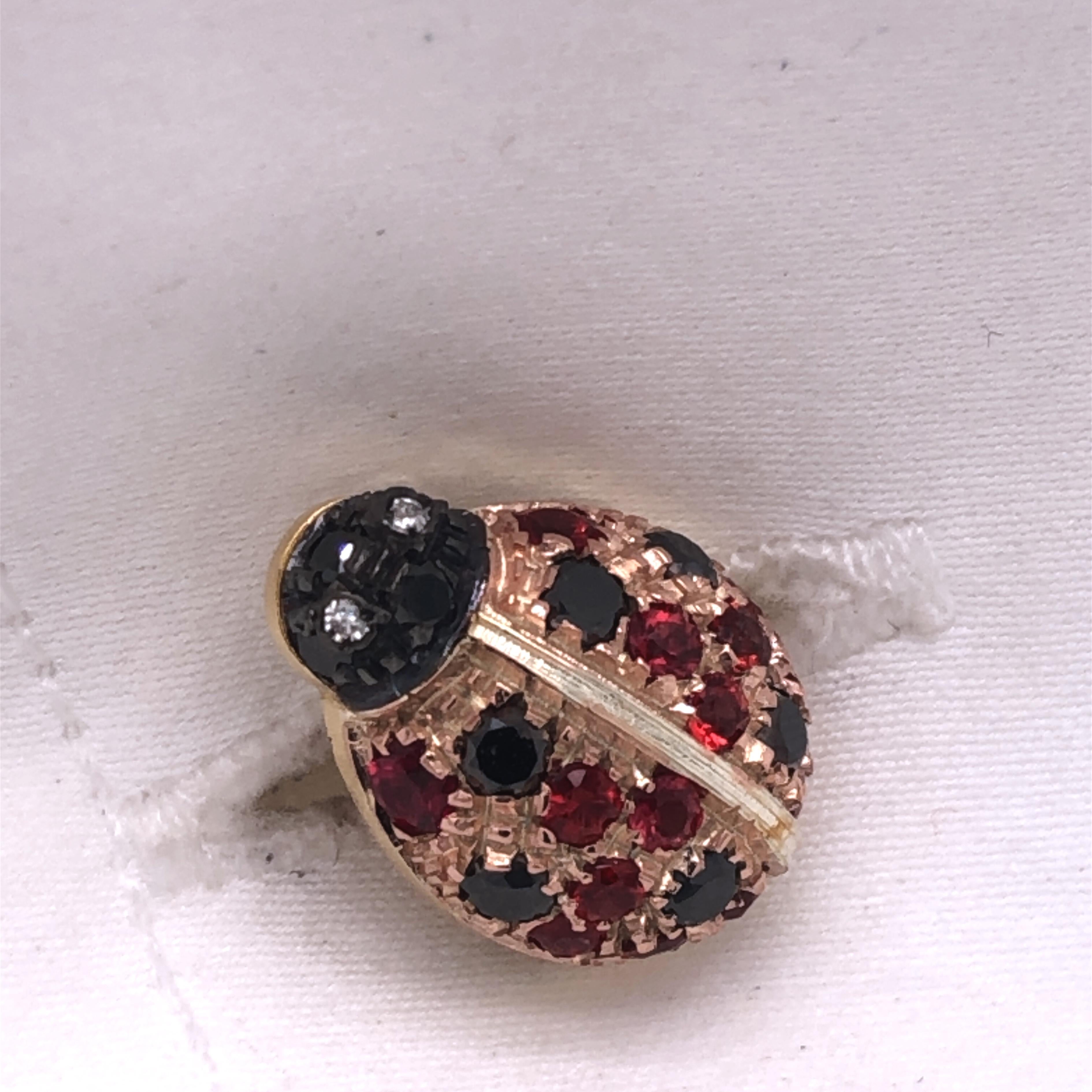 Manschettenknöpfe von Berca in Marienkäferform aus Roségold mit schwarzem, weißem, Diamant und Rubin im Angebot 5