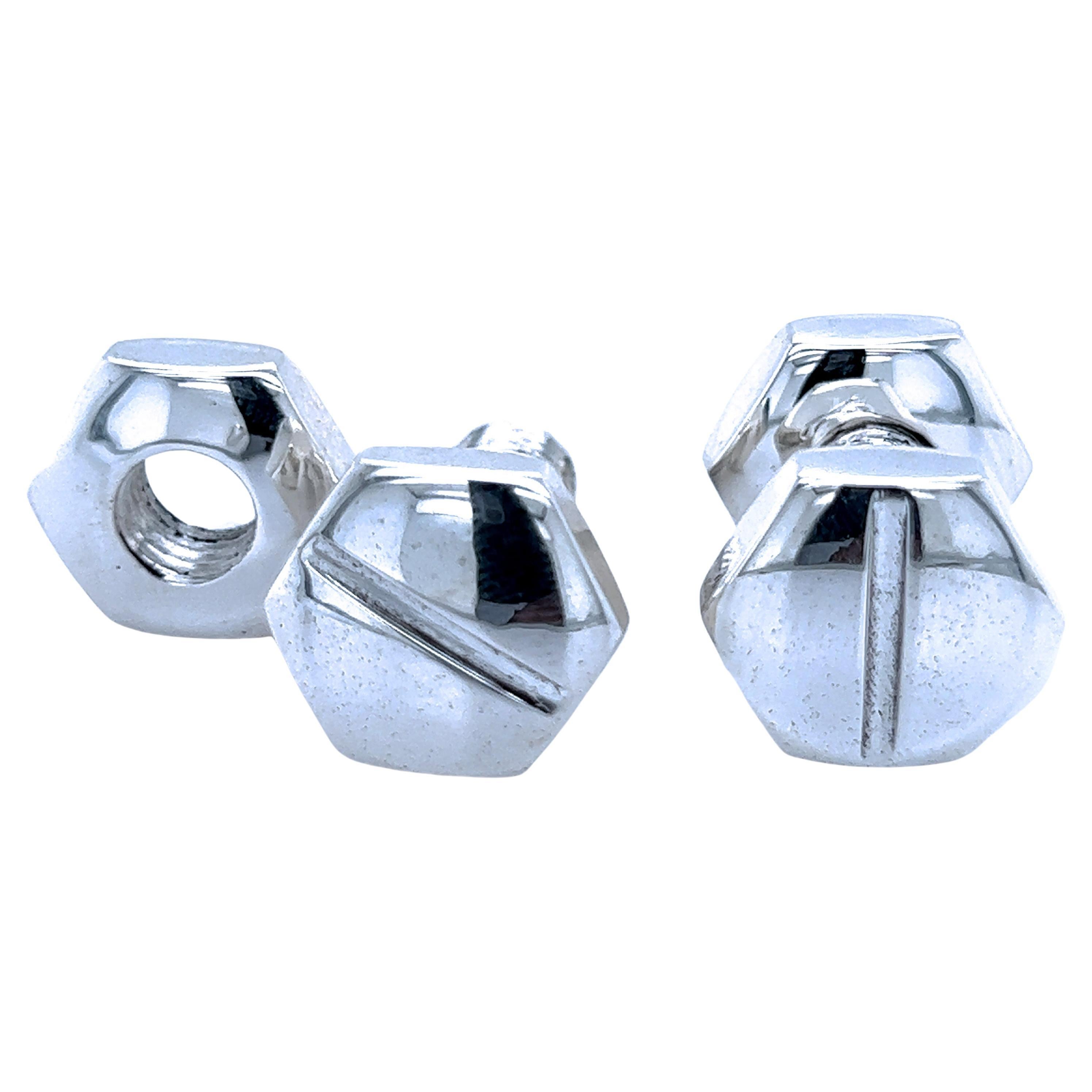 Berca Boutons de manchette en forme de bol en argent sterling massif en vente