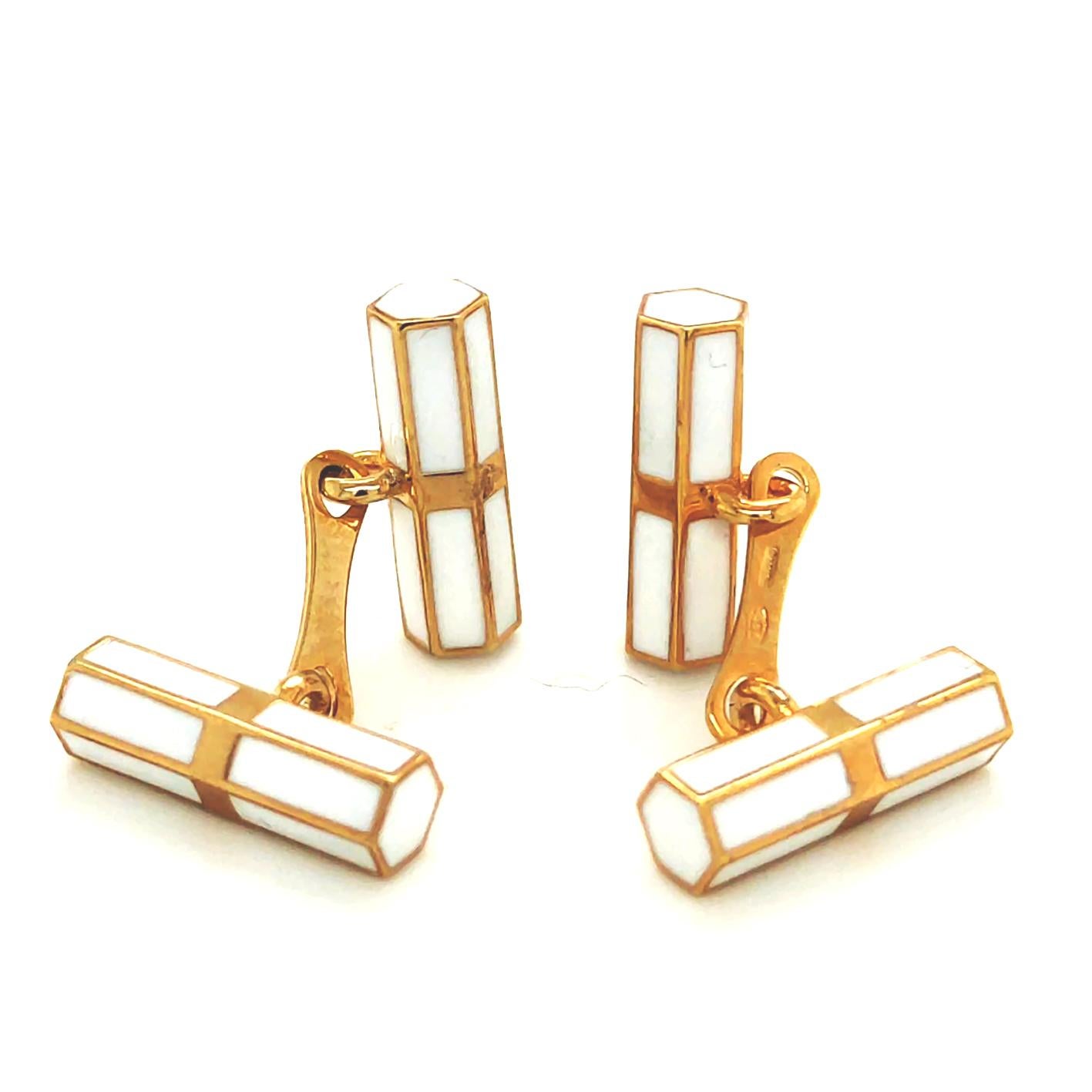 Gemelos BERCA Cilindros octogonales esmaltados sobre plata dorada en Nuevo estado para la venta en Valenza, IT