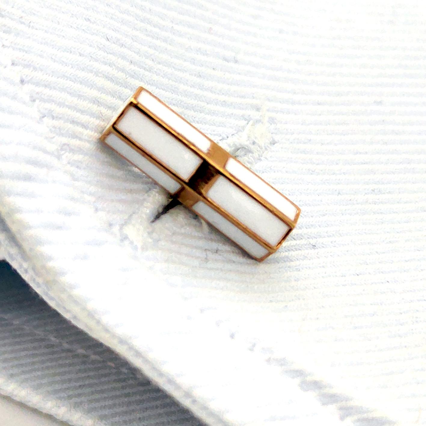 Femenino o masculino Gemelos BERCA Cilindros octogonales esmaltados sobre plata dorada en venta