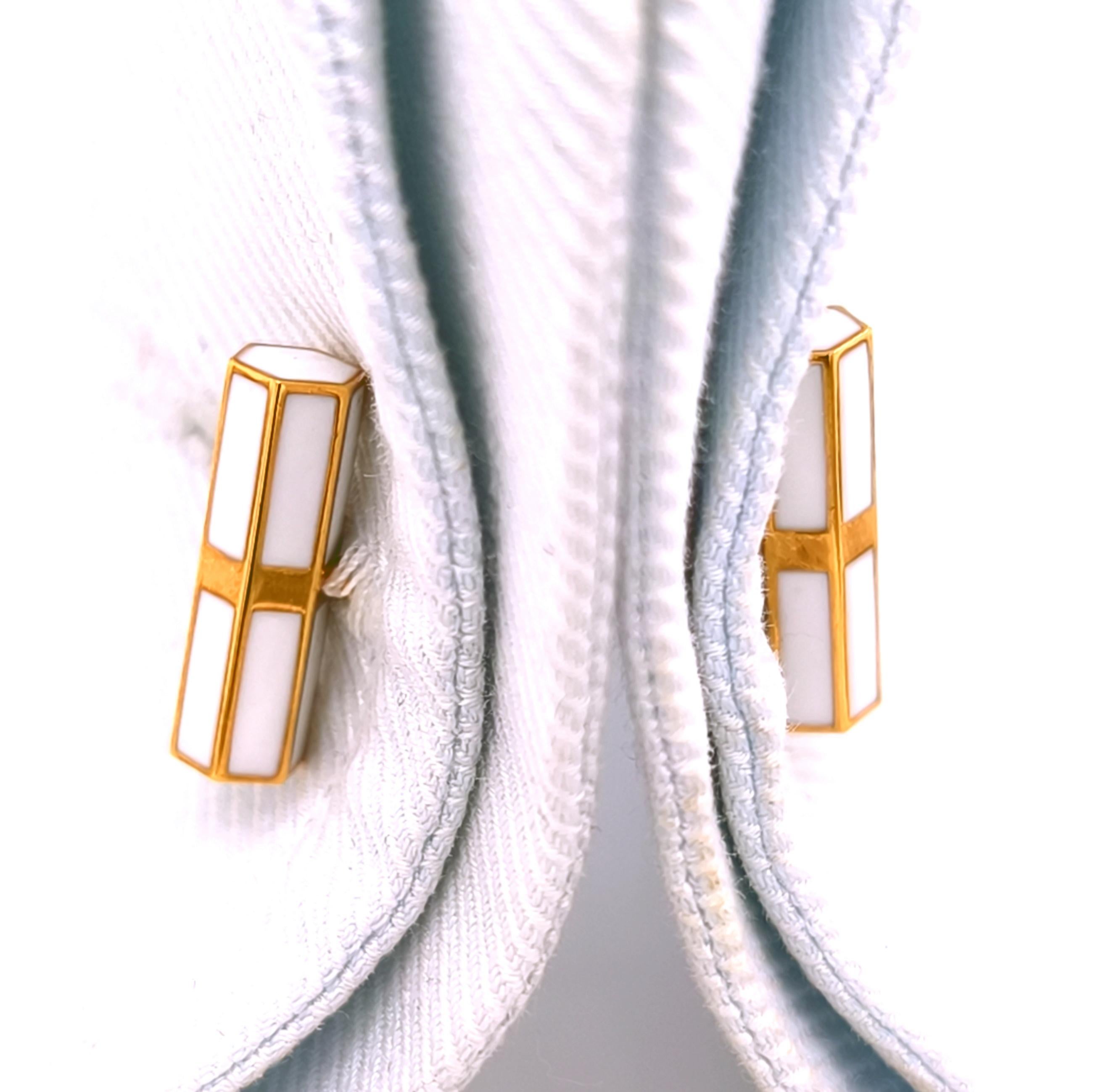 Gemelos BERCA Cilindros octogonales esmaltados sobre plata dorada en venta 1