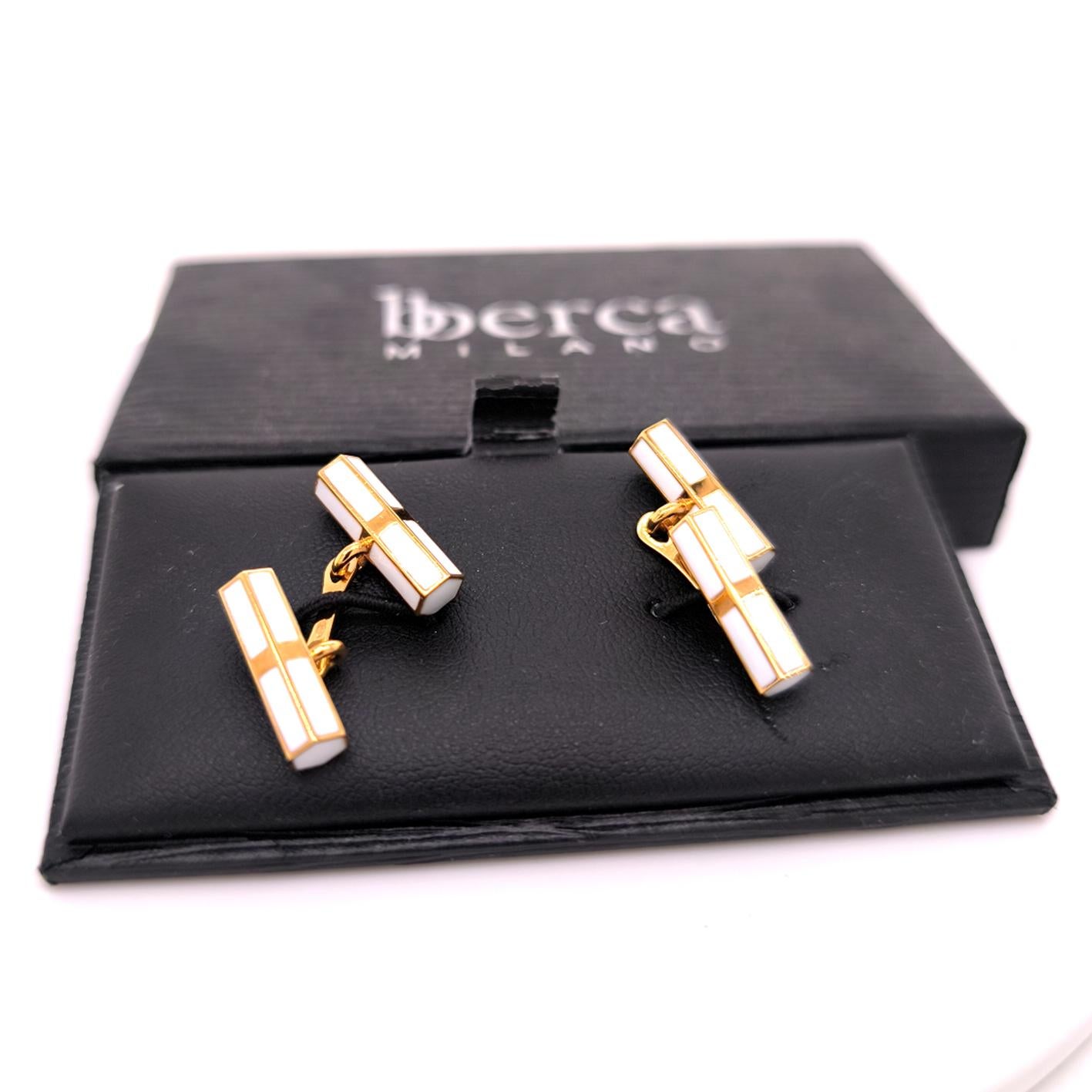 Gemelos BERCA Cilindros octogonales esmaltados sobre plata dorada en venta 3