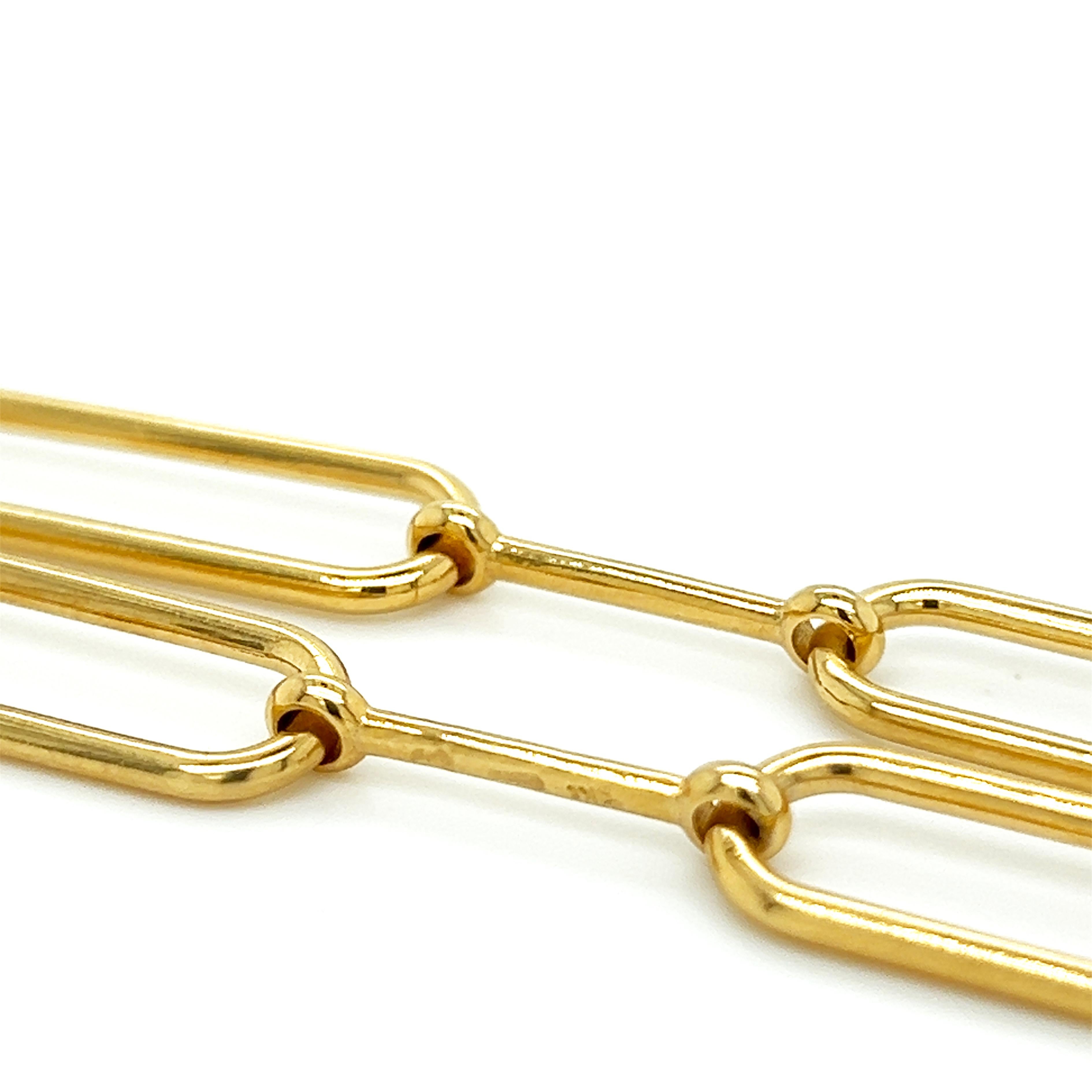 Contemporary Berca Geometrical Link Shaped Yellow Gold Long Chain Necklace For Sale