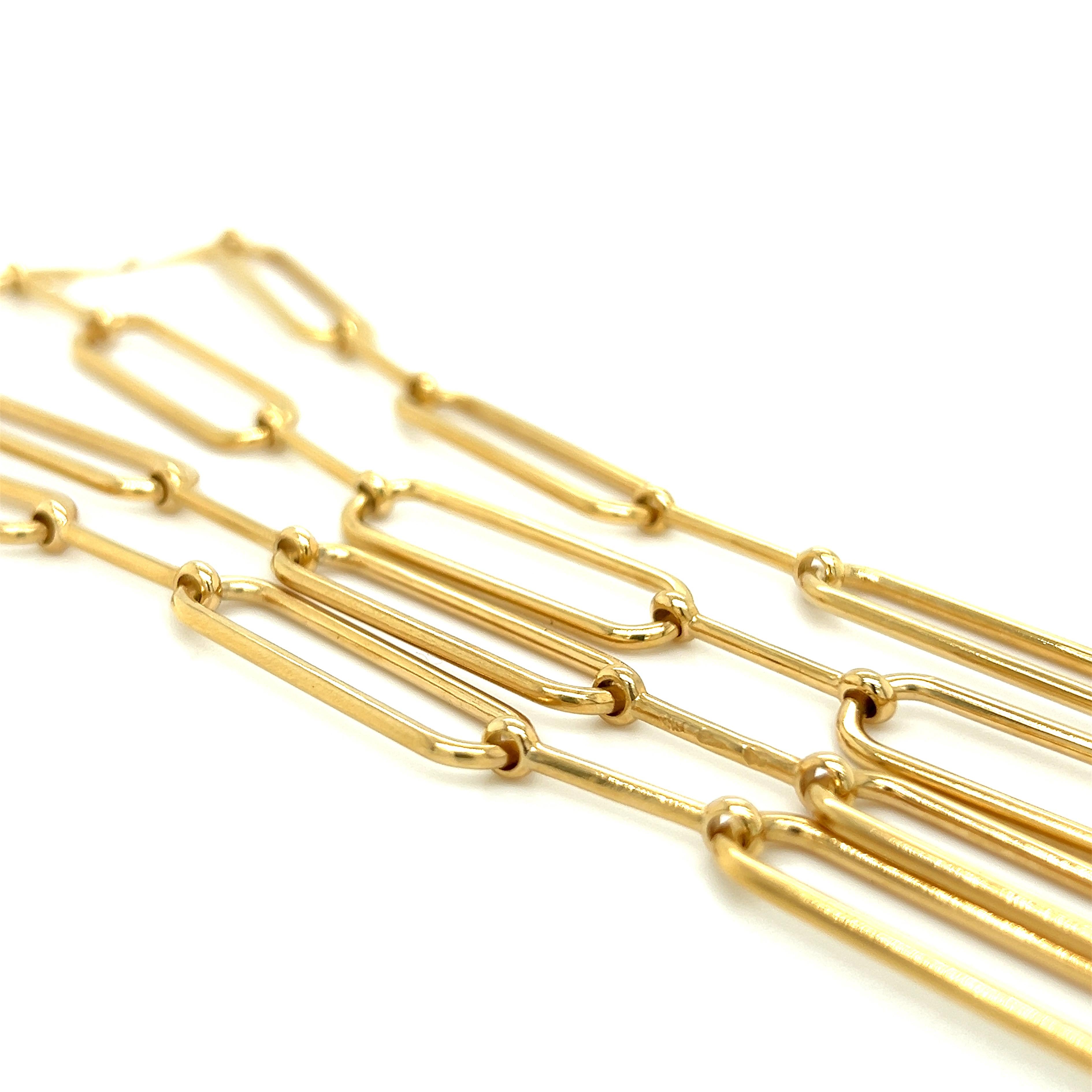 Berca Collier à longue chaîne en or jaune en forme de maillons géométriques Neuf - En vente à Valenza, IT