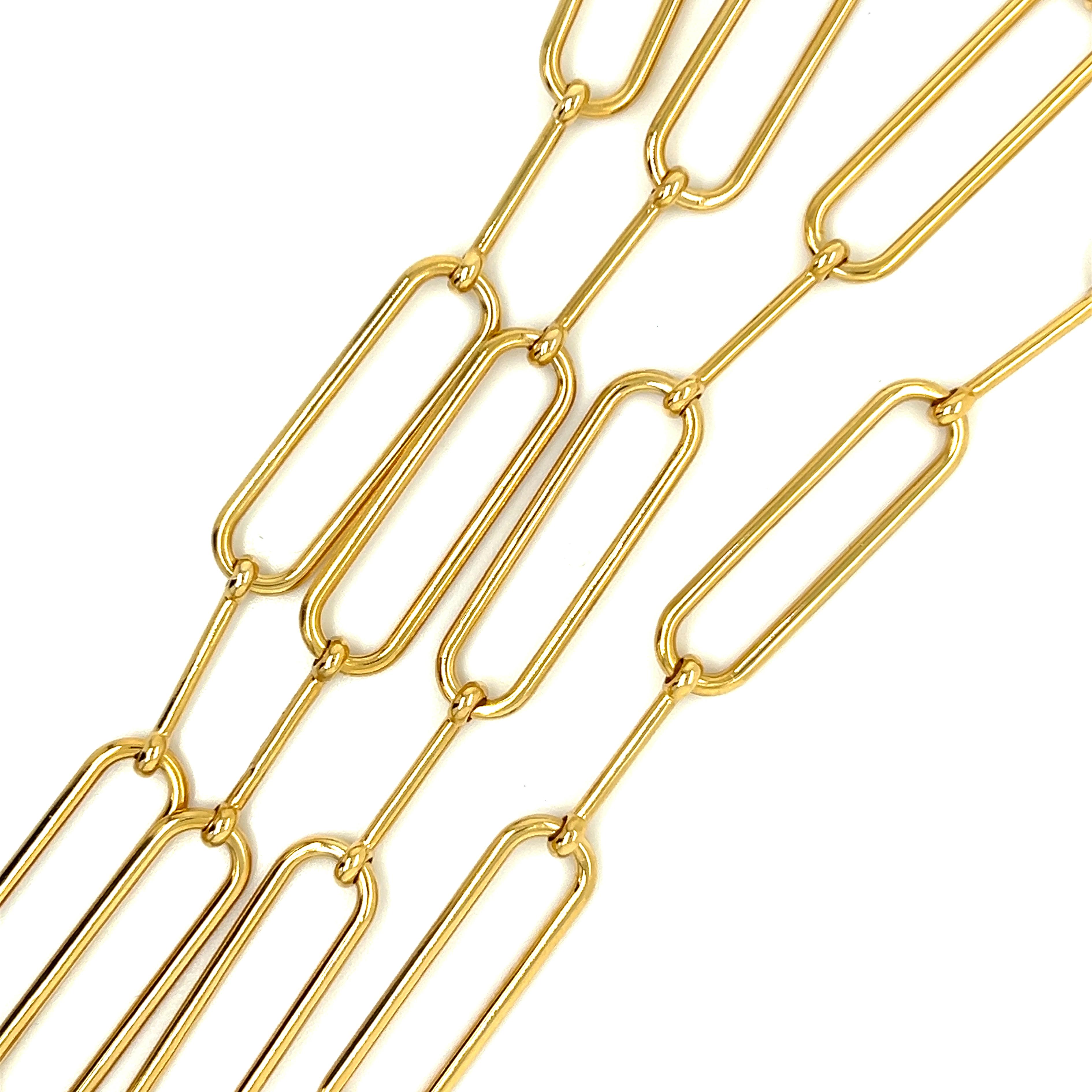 Women's Berca Geometrical Link Shaped Yellow Gold Long Chain Necklace For Sale