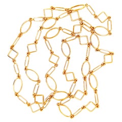 Berca Geometrical Link Shaped Yellow Gold Long Chain Necklace