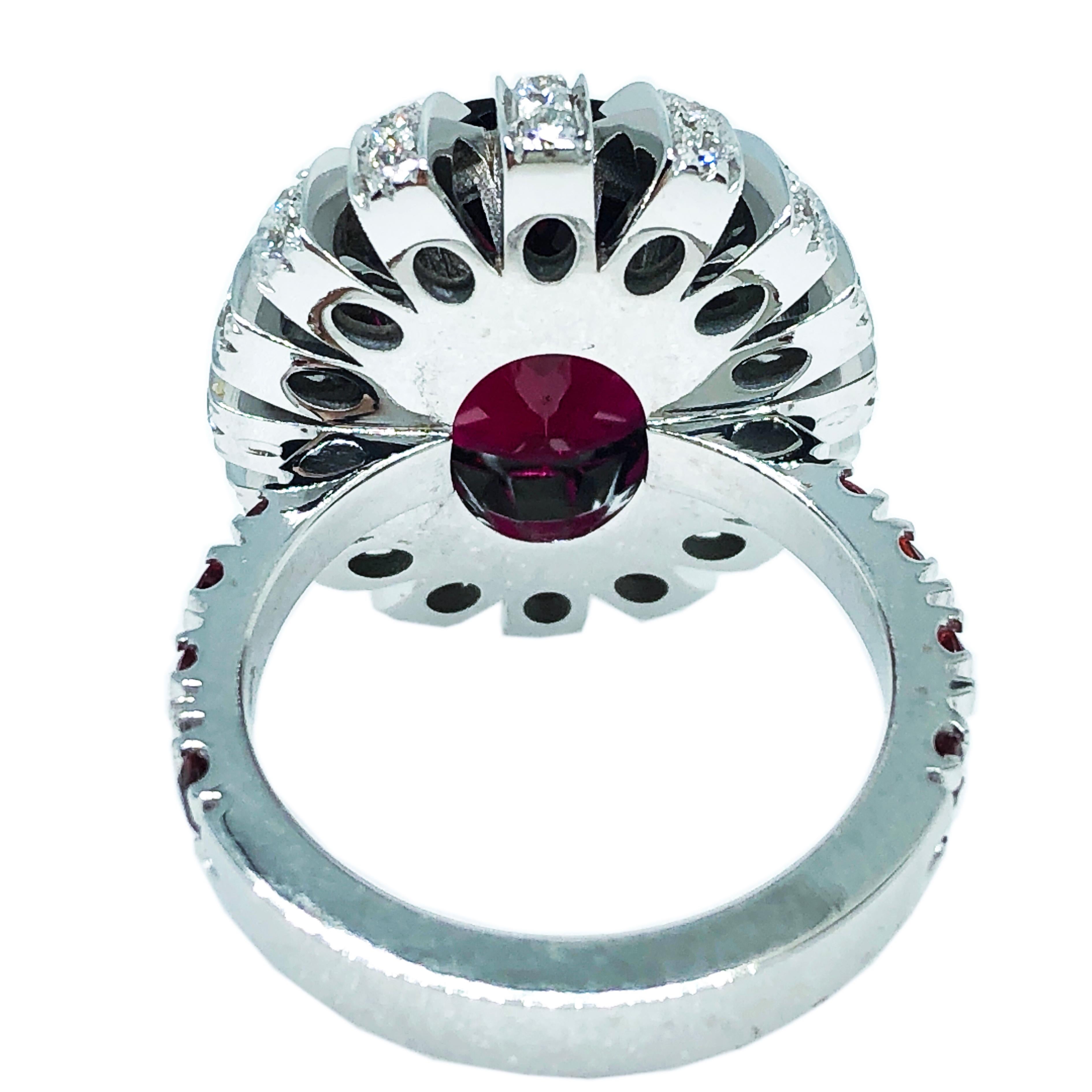 Berca GIA Certified 7.46 Kt Natural Red Tourmaline White Diamond Cocktail Ring 4