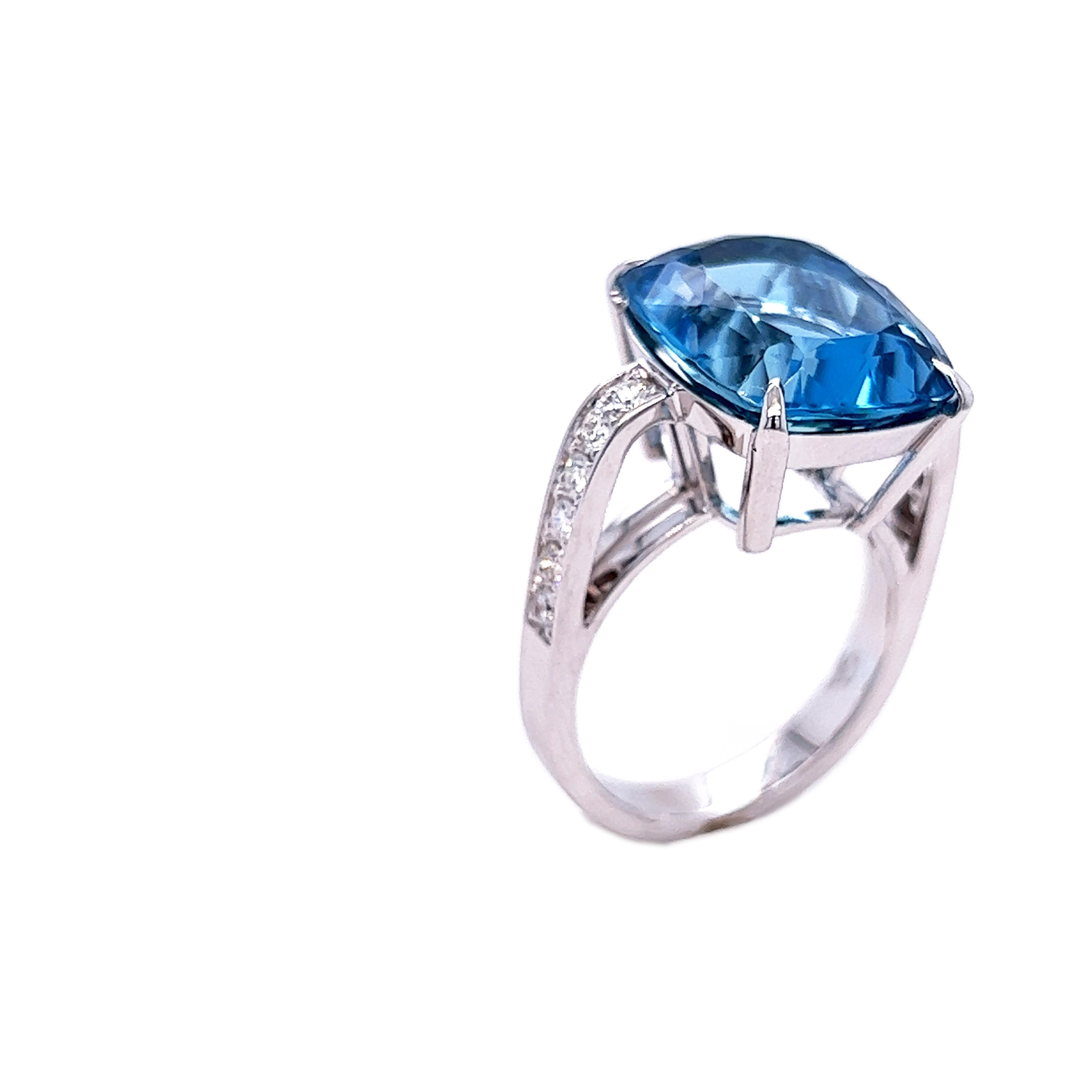 BERCA Bague certifiée GIA 9.15Kt Antik Aigue-marine bleue taille coussin Diamant blanc Pour femmes en vente