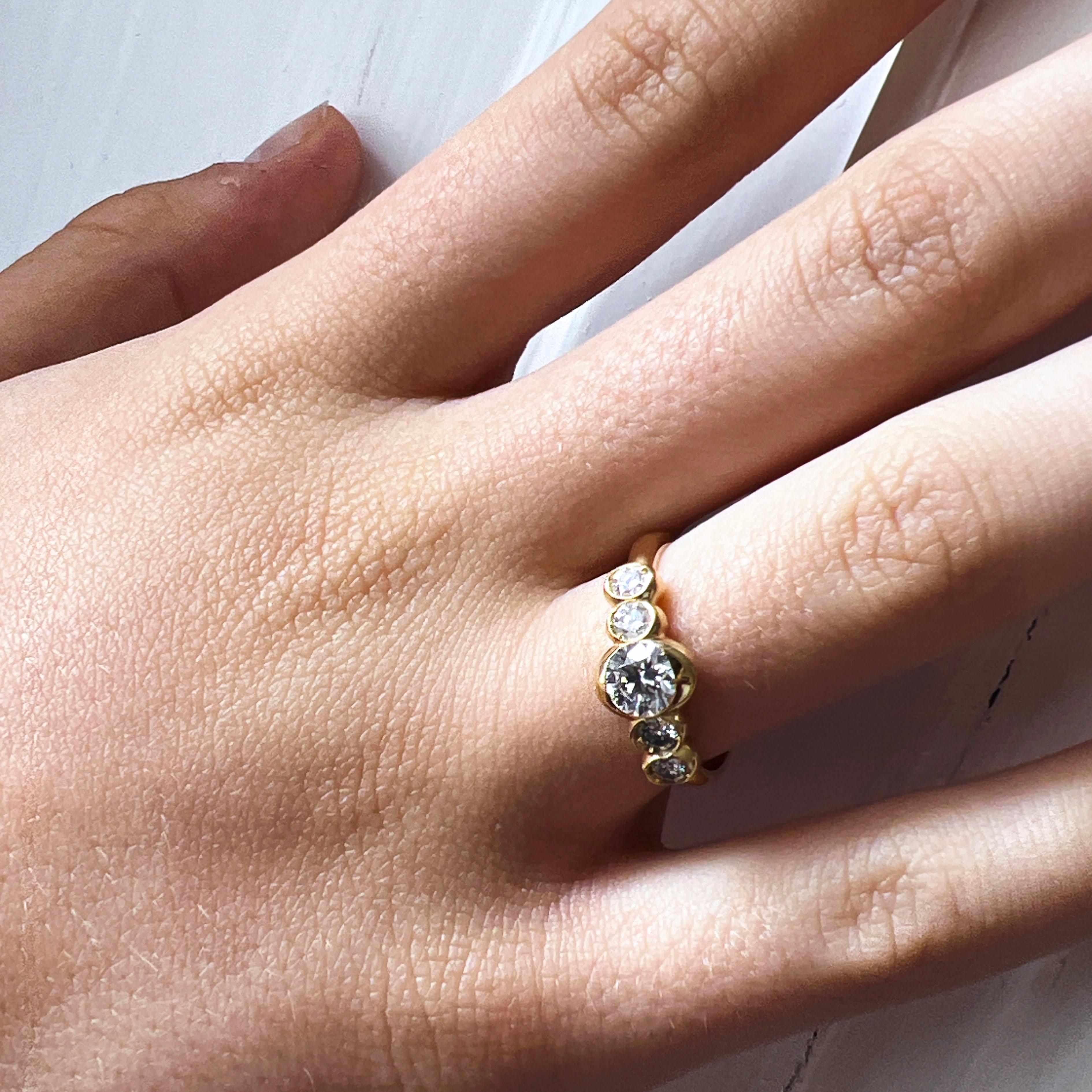 Women's Berca GIA Certified Brilliant Cut White Diamond Five Stones Yellow Gold Ring For Sale