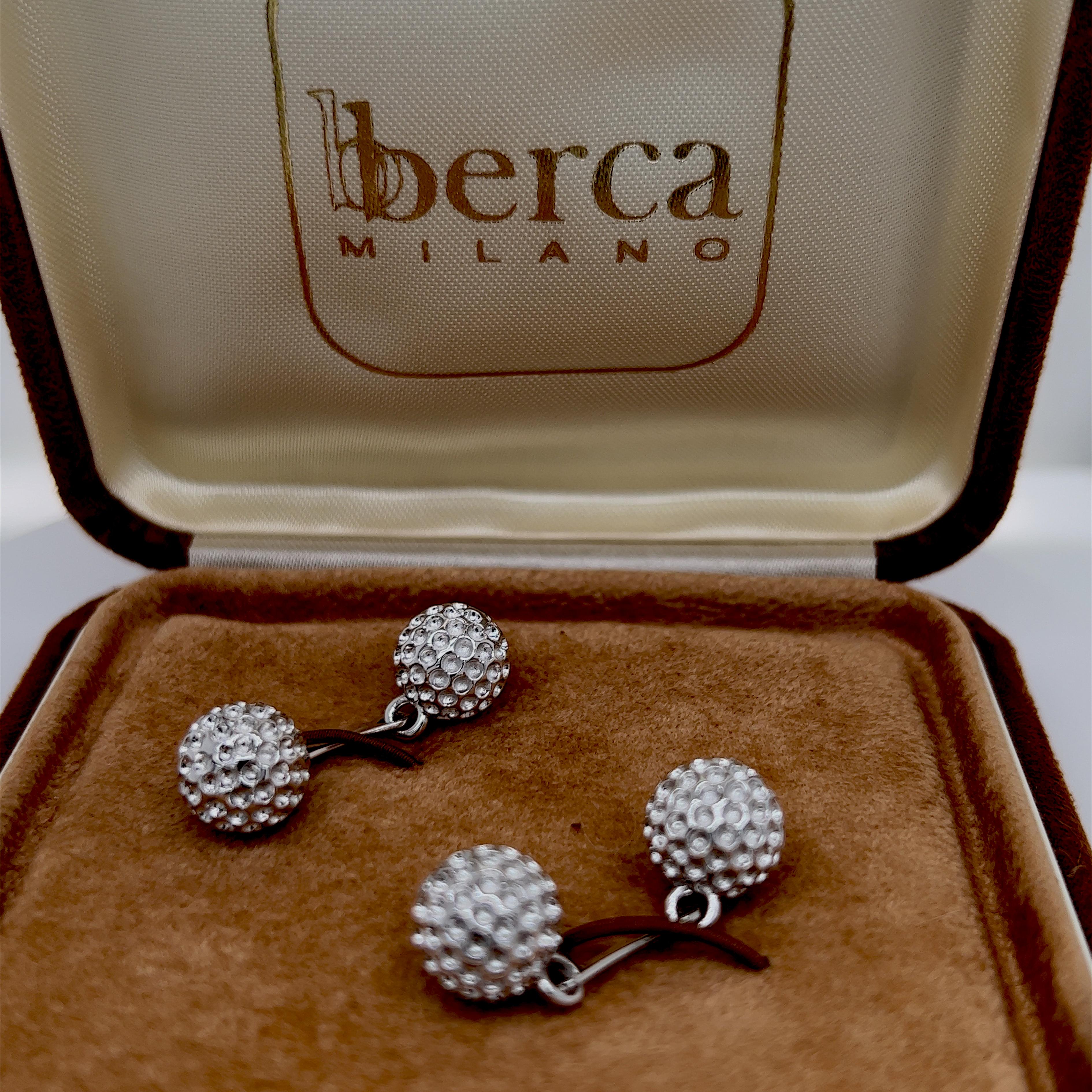 Berca Golf Ball Shaped Solid Sterling Silver Cufflinks For Sale 1