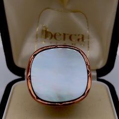 Berca Grey Enameled Hand Engraved Rose Gold-Plated Sterling Silver Ring