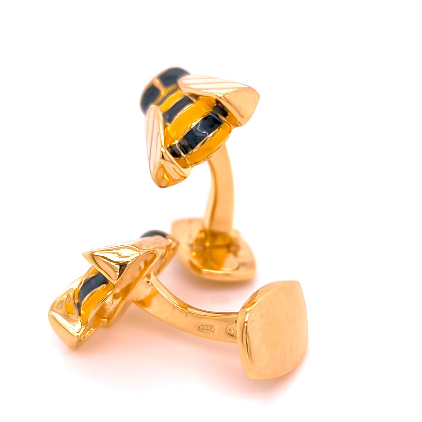 De los hombres Gemelos Berca de plata de ley chapada en oro con forma de abeja esmaltada a mano en venta