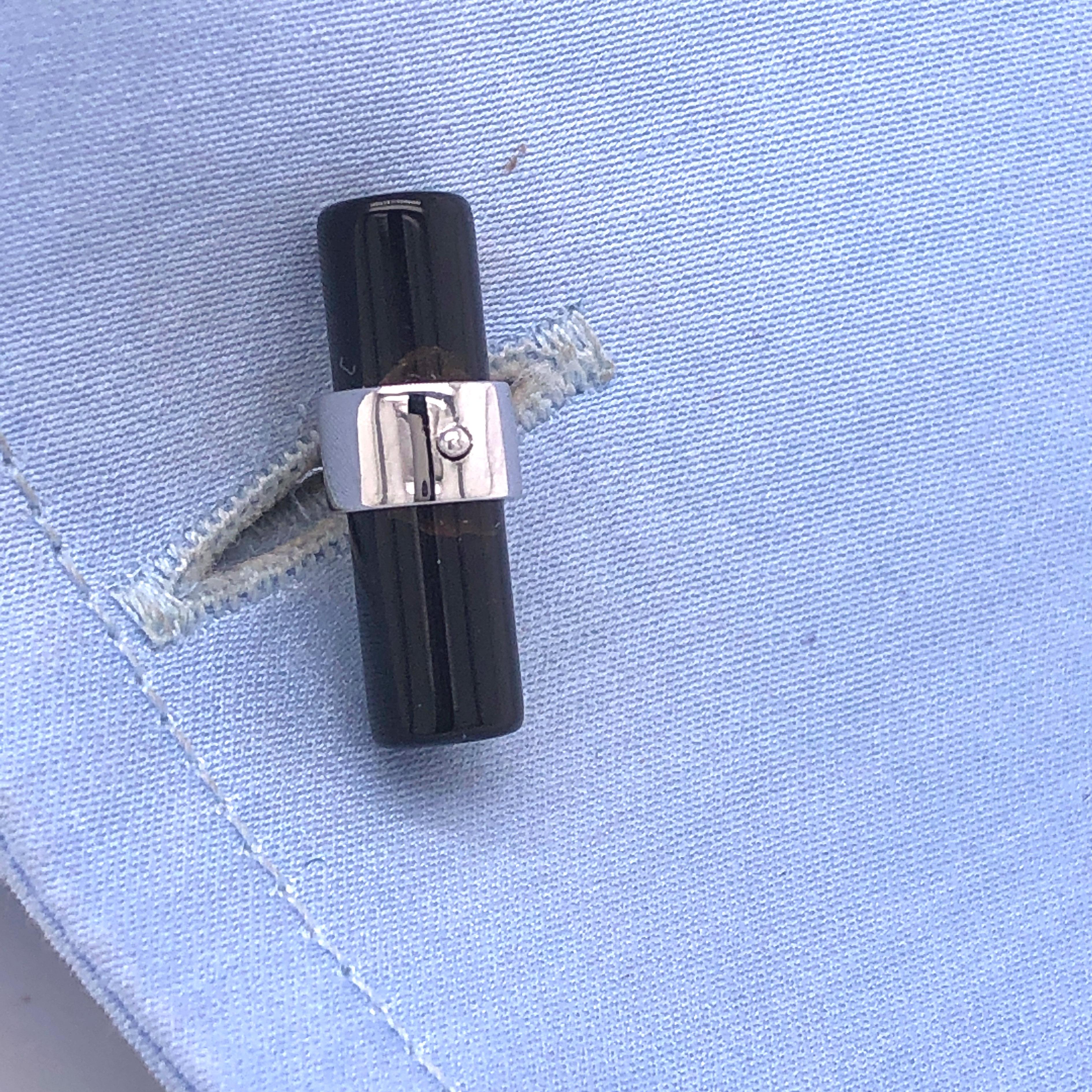 Gemelli in argento sterling Berca con intarsio a mano di onice nero a forma di pipistrello In condizioni Nuovo in vendita a Valenza, IT