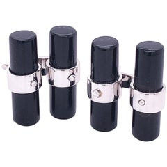 Gemelli in argento sterling Berca con intarsio a mano di onice nero a forma di pipistrello