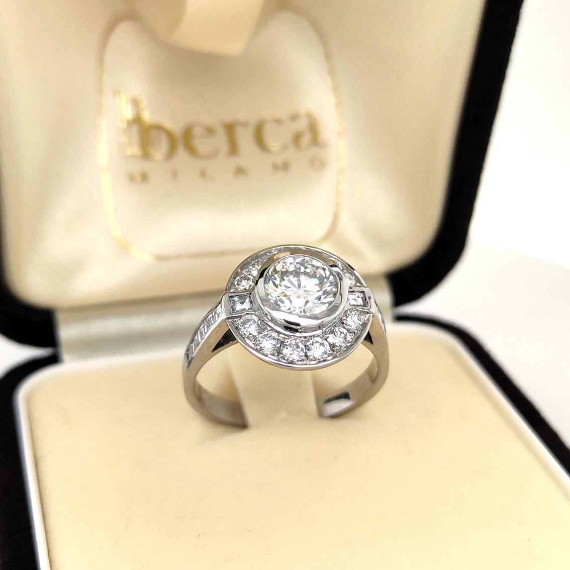 Women's Berca HRD Certified 0.93Karat  E Color White Diamond Solitaire Ring For Sale