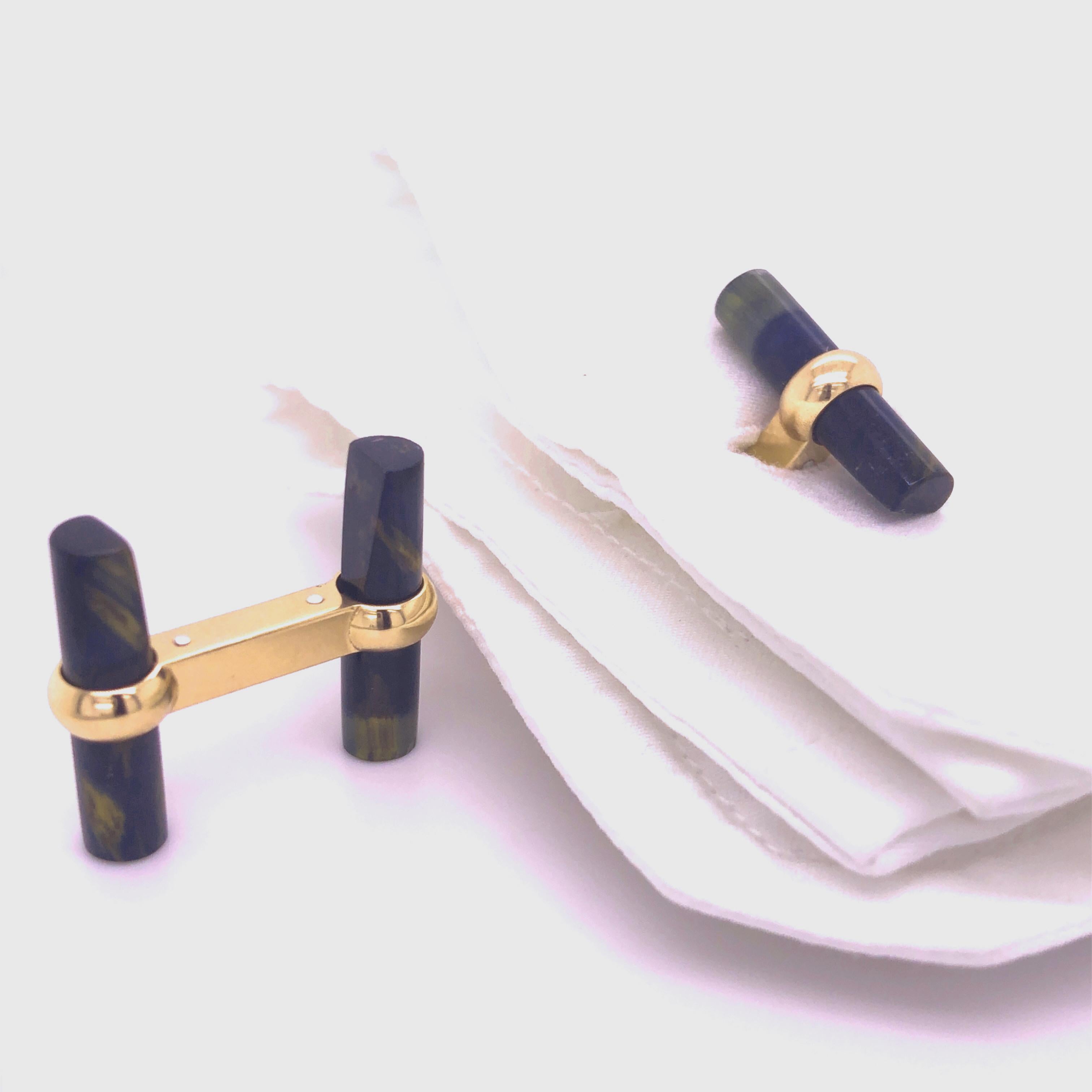 Berca Interchangeable Semiprecious Stones Baton Set 18 Carat Rose Gold Cufflinks For Sale 4