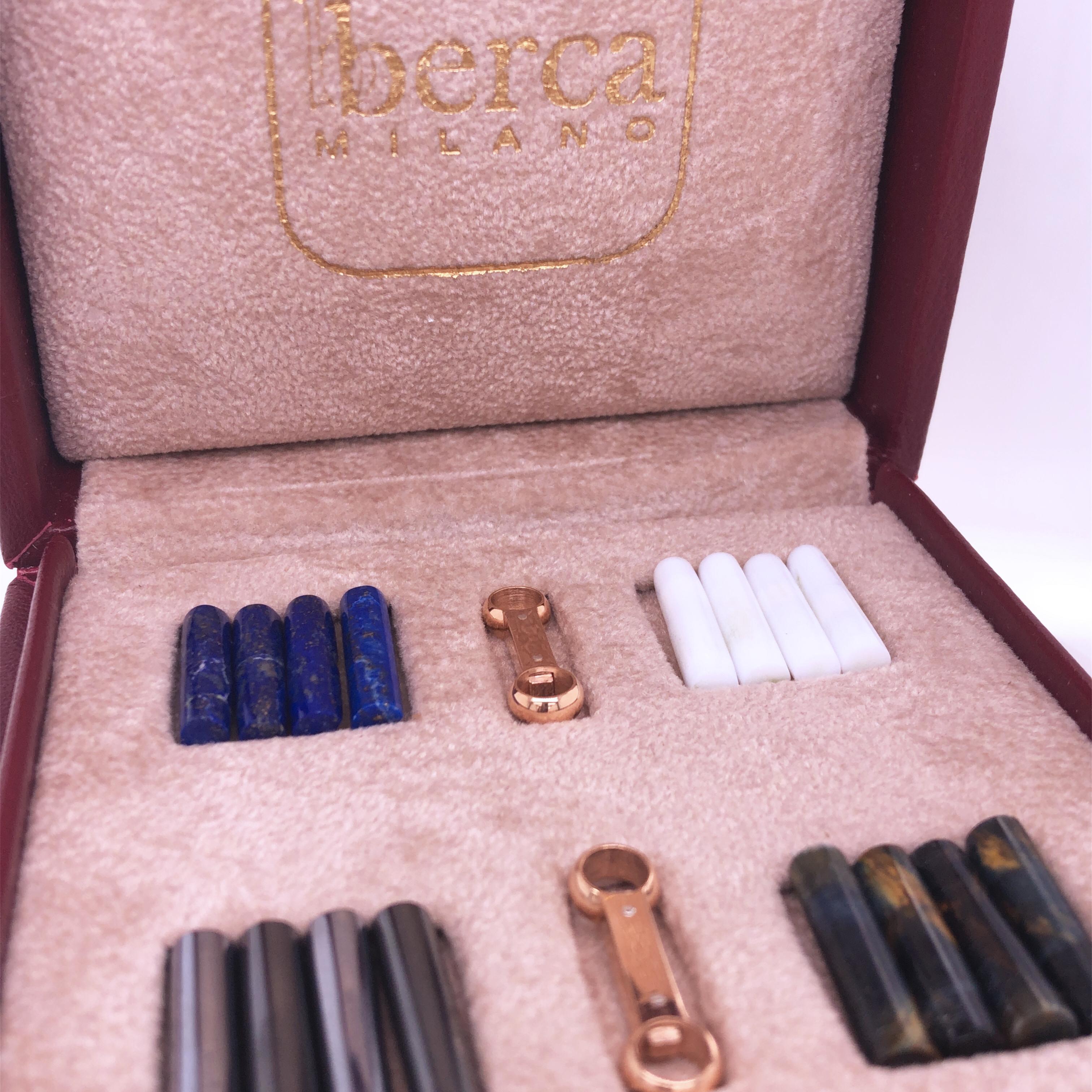 Manschettenknöpfe aus 18 Karat Roségold mit austauschbaren Halbedelsteinen von Baton von Berca im Angebot 8