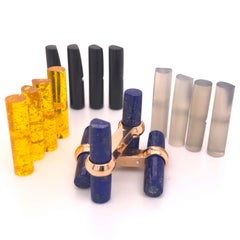 Berca Interchangeable Semiprecious Stones Baton Set 18 Carat Rose Gold Cufflinks