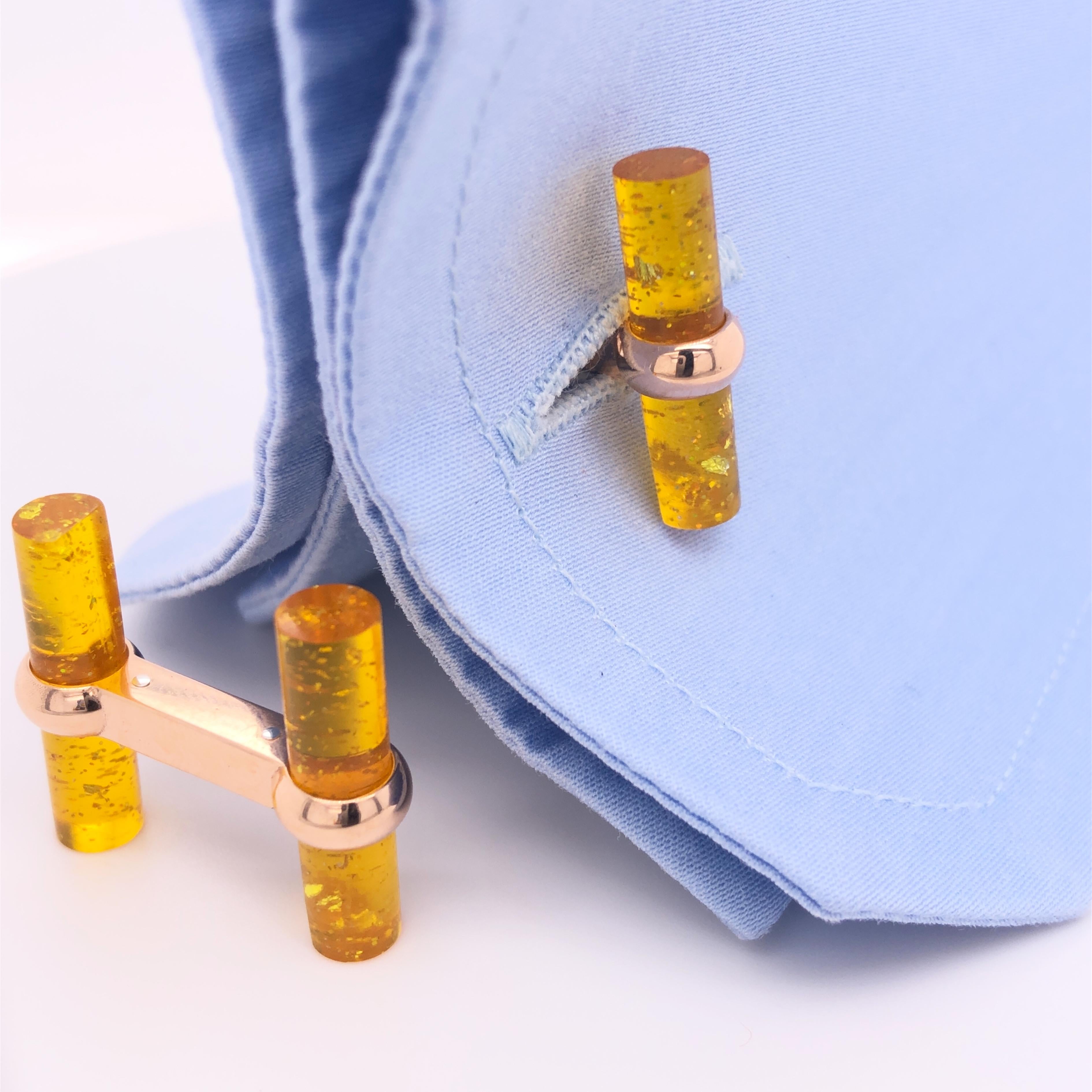 Berca Interchangeable Semiprecious Stones Baton Set 18 Carat Rose Gold Cufflinks For Sale 2