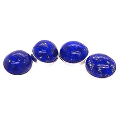 Berca Lapis Lazuli Cabochon Oval Shaped Sterling Silver Cufflinks