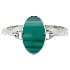 Berca Malachite naturelle argent sterling massif fabriquée à la main  Bracelet Bangle