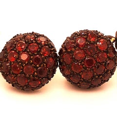 Natural Red Spessartine Yellow Gold Baton Back 18kt Gold Cufflinks