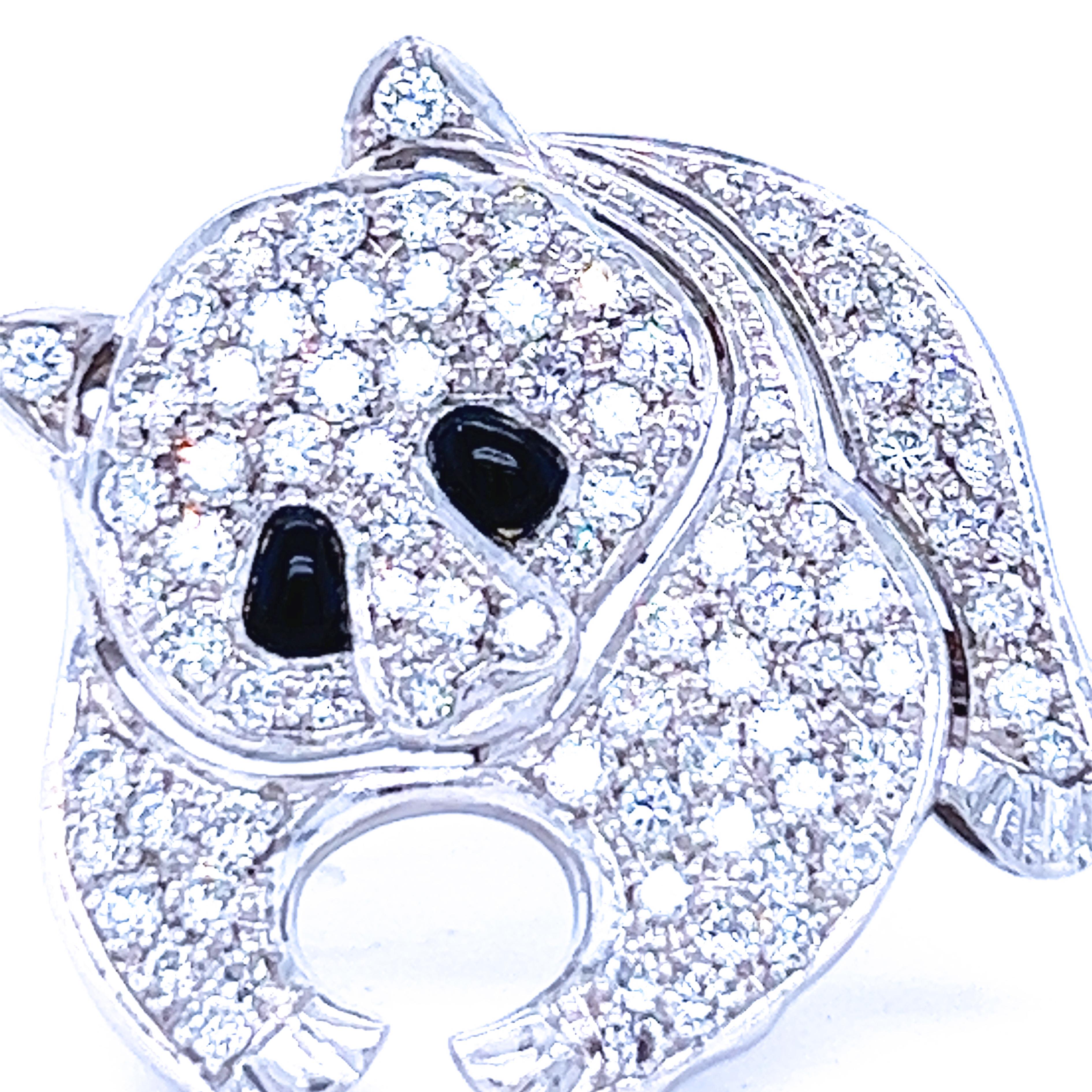 Berca Broche Panda en platine et onyx avec diamants blancs de 1,10 carat, unique en son genre Neuf - En vente à Valenza, IT
