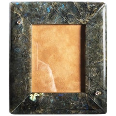 Berca One-of-a-kind Hand Inlaid Labradorite Champagne Diamond Picture Frame