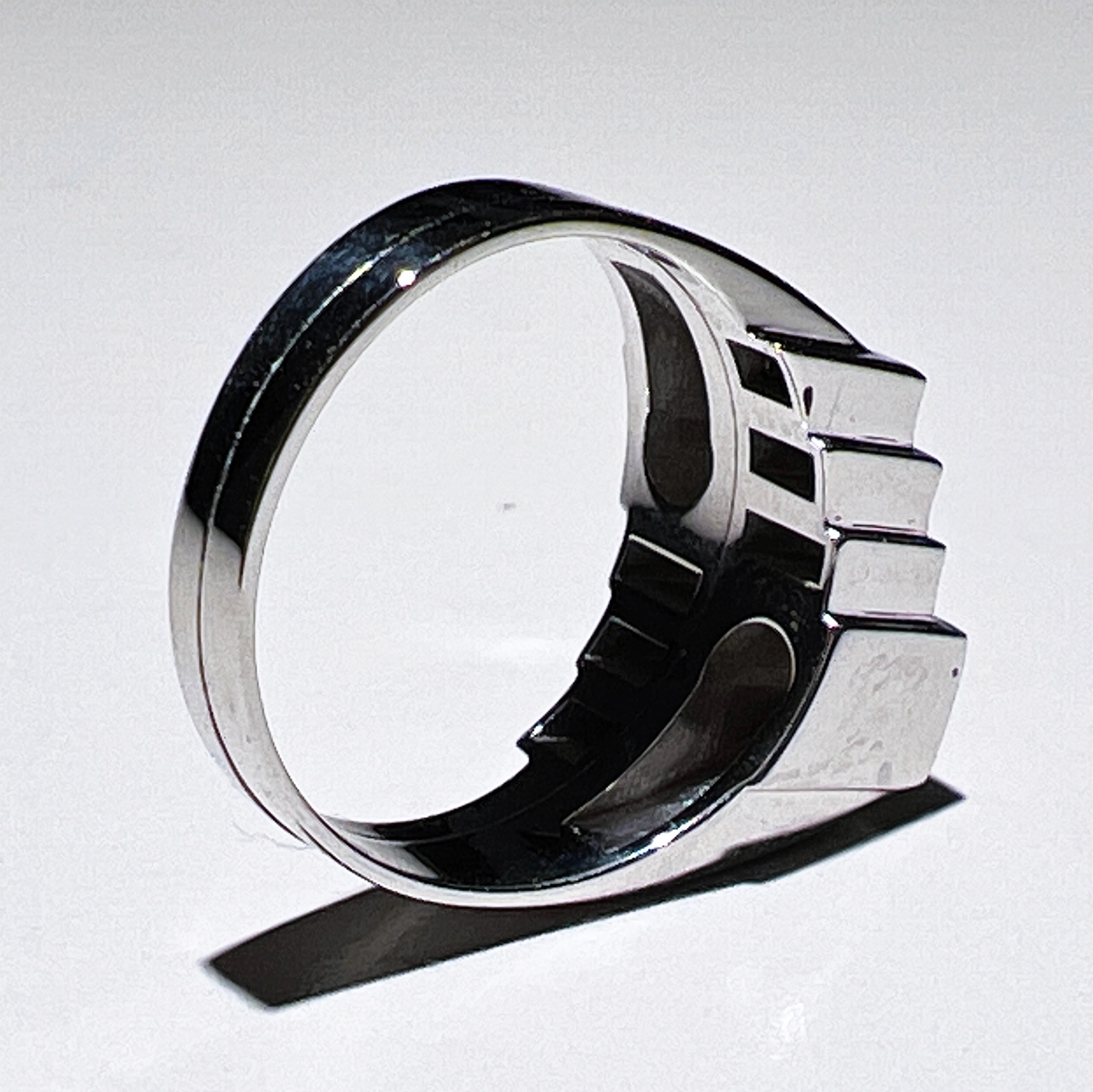 Women's Berca Original 1950 White Diamond Toi et Moi Architectural Cocktail Ring For Sale