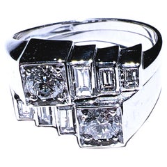 Berca Original 1950 White Diamond Toi et Moi Architectural Cocktail Ring