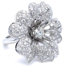 Berca Original 1970 1.67Kt White Diamond White Gold Flower Cocktail Ring