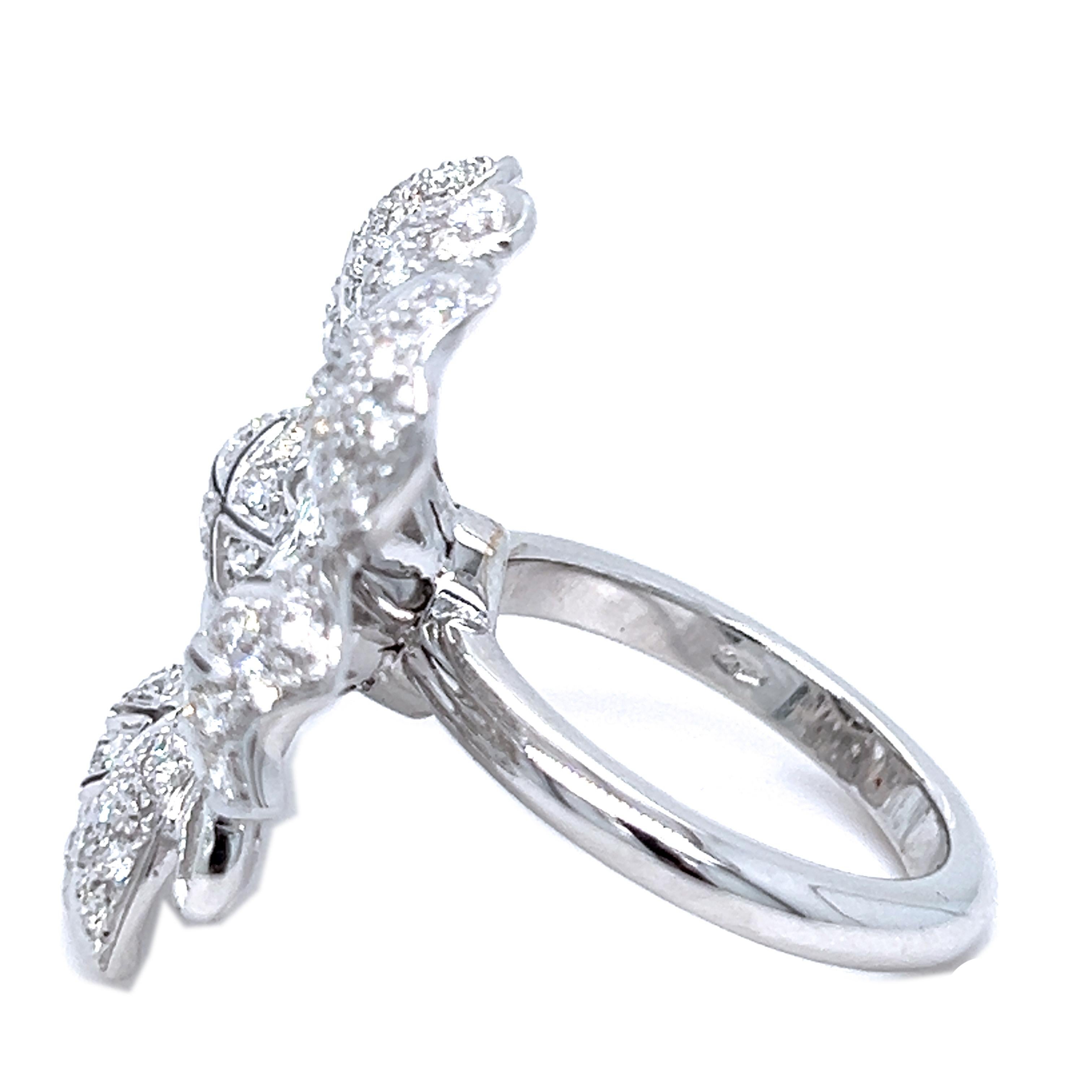 Berca Original 1970 1.67Kt White Diamond White Gold Flower Cocktail Ring In New Condition For Sale In Valenza, IT