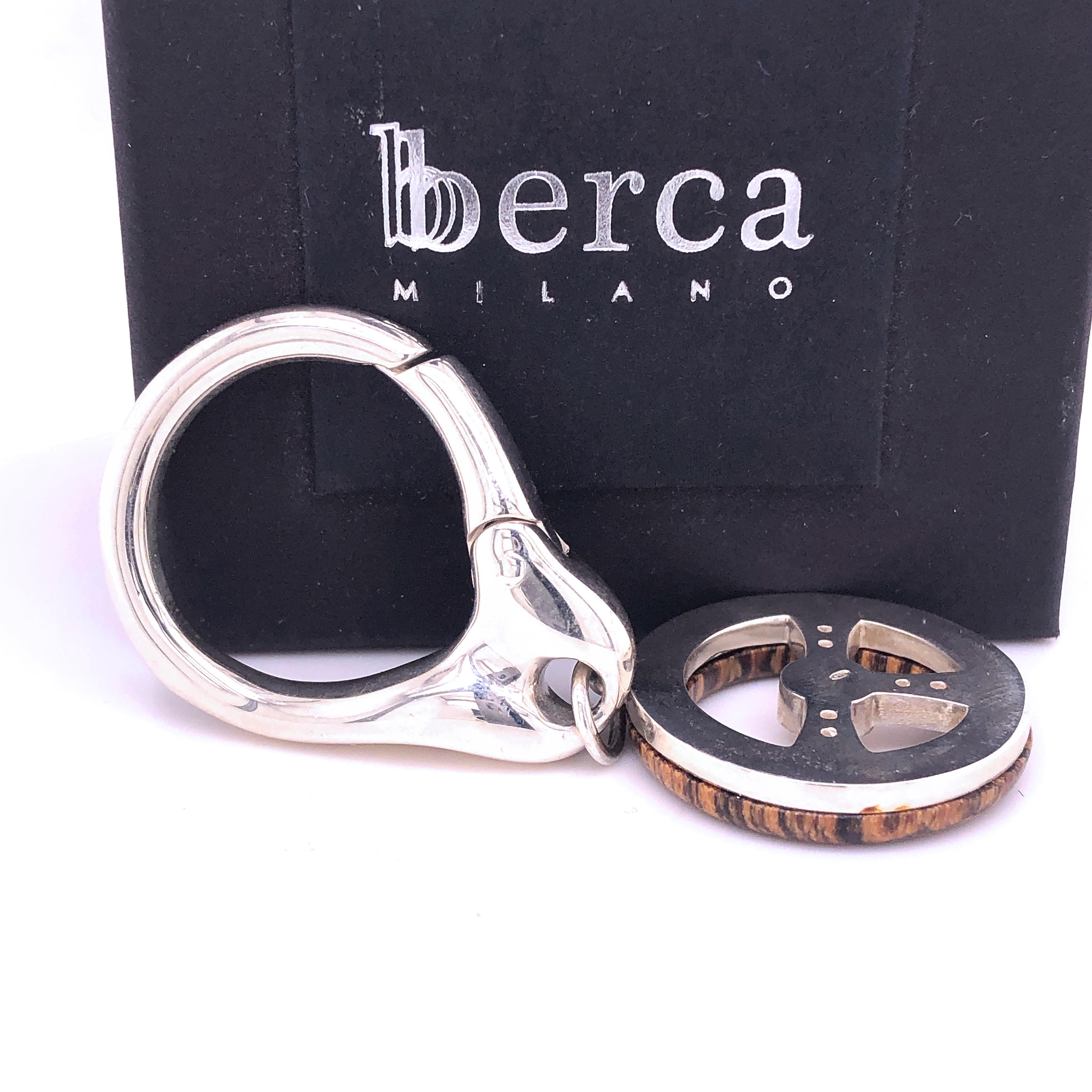 Berca Precious Snake Wood Solid Sterling Silver Steering Wheel Key Holder In New Condition For Sale In Valenza, IT