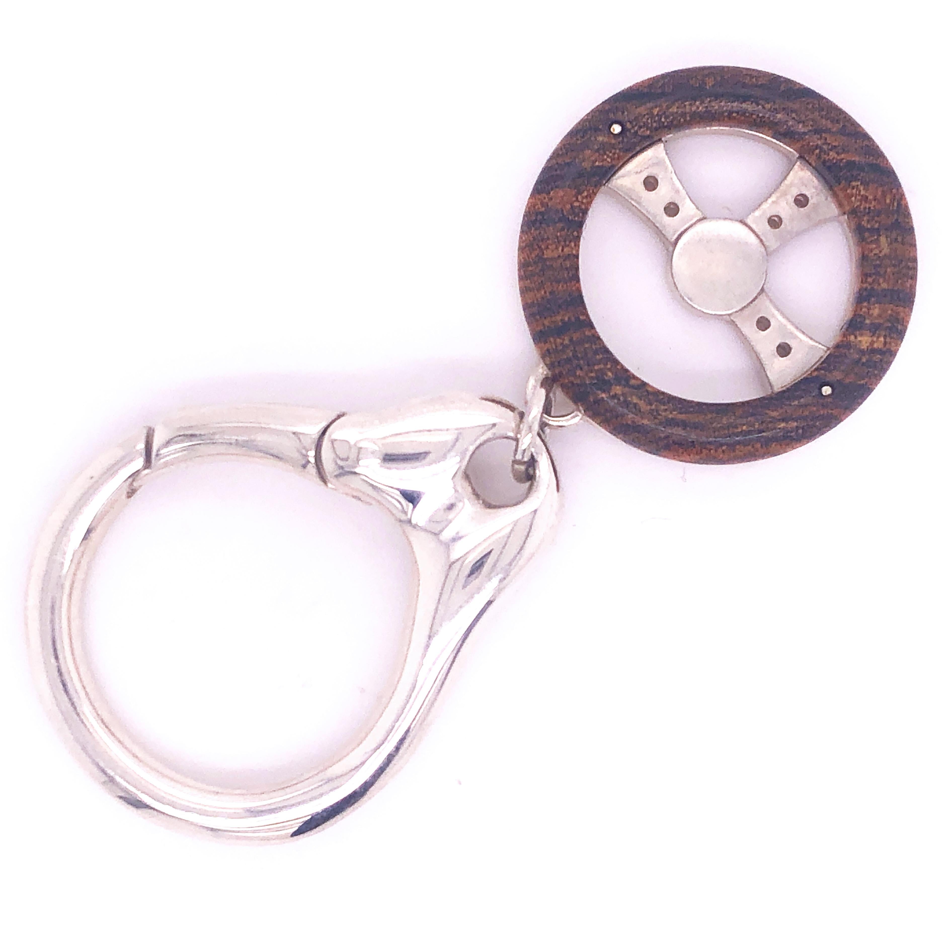 Berca Precious Snake Wood Solid Sterling Silver Steering Wheel Key Holder For Sale 1
