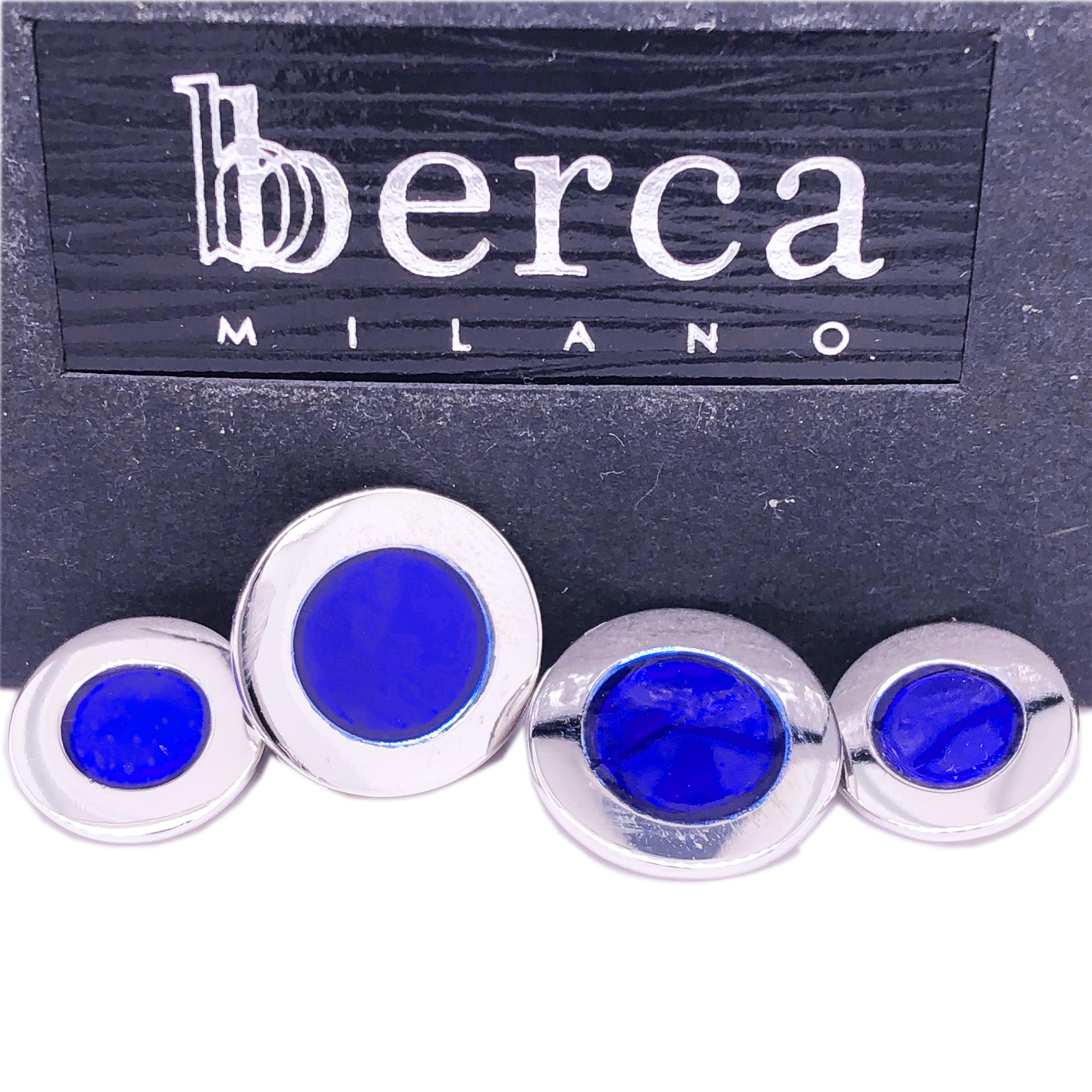 Chic yet Timeless Round, Mirror Finish, Transparent Navy Blue Hand Enamelled Sterling Silver Cufflinks.

In our Smart Black Box and Pouch.

Front Diameter about 0.633 inches.