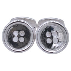 Berca Solid Sterling Silver Button Shaped Cufflinks