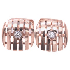 Berca White Diamond Squared Shaped 18 Karat Rose Gold Cufflinks