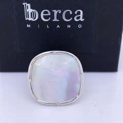 Berca White Enameled Hand Engraved Sterling Silver Ring